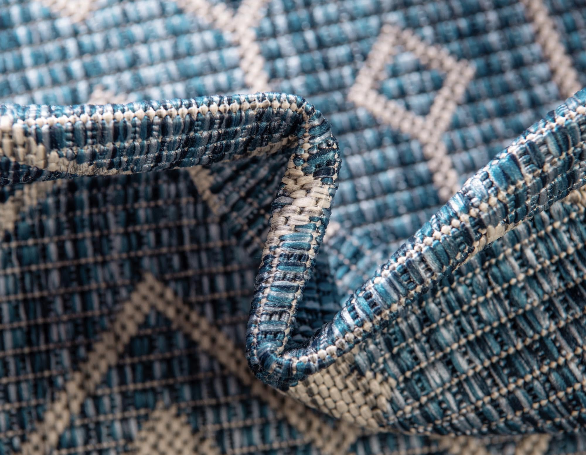 Rugs.com Outdoor Lattice Collection Rug – 4x6 Blue Flatweave-Pile Rug Perfect for Entryways, Kitchens, Breakfast Nooks, Accent Pieces - Image 6