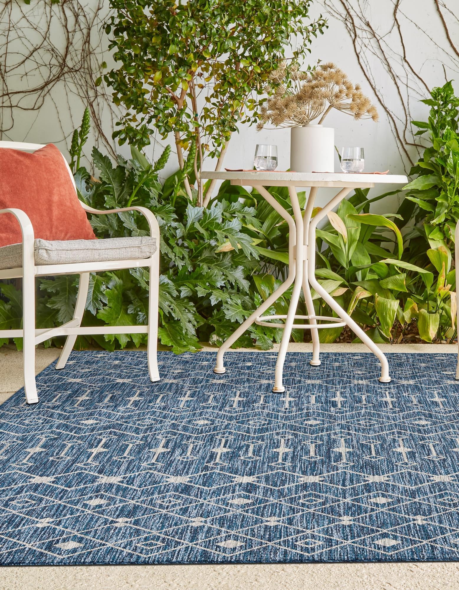 Rugs.com Outdoor Lattice Collection Rug – 4x6 Blue Flatweave-Pile Rug Perfect for Entryways, Kitchens, Breakfast Nooks, Accent Pieces - Image 7