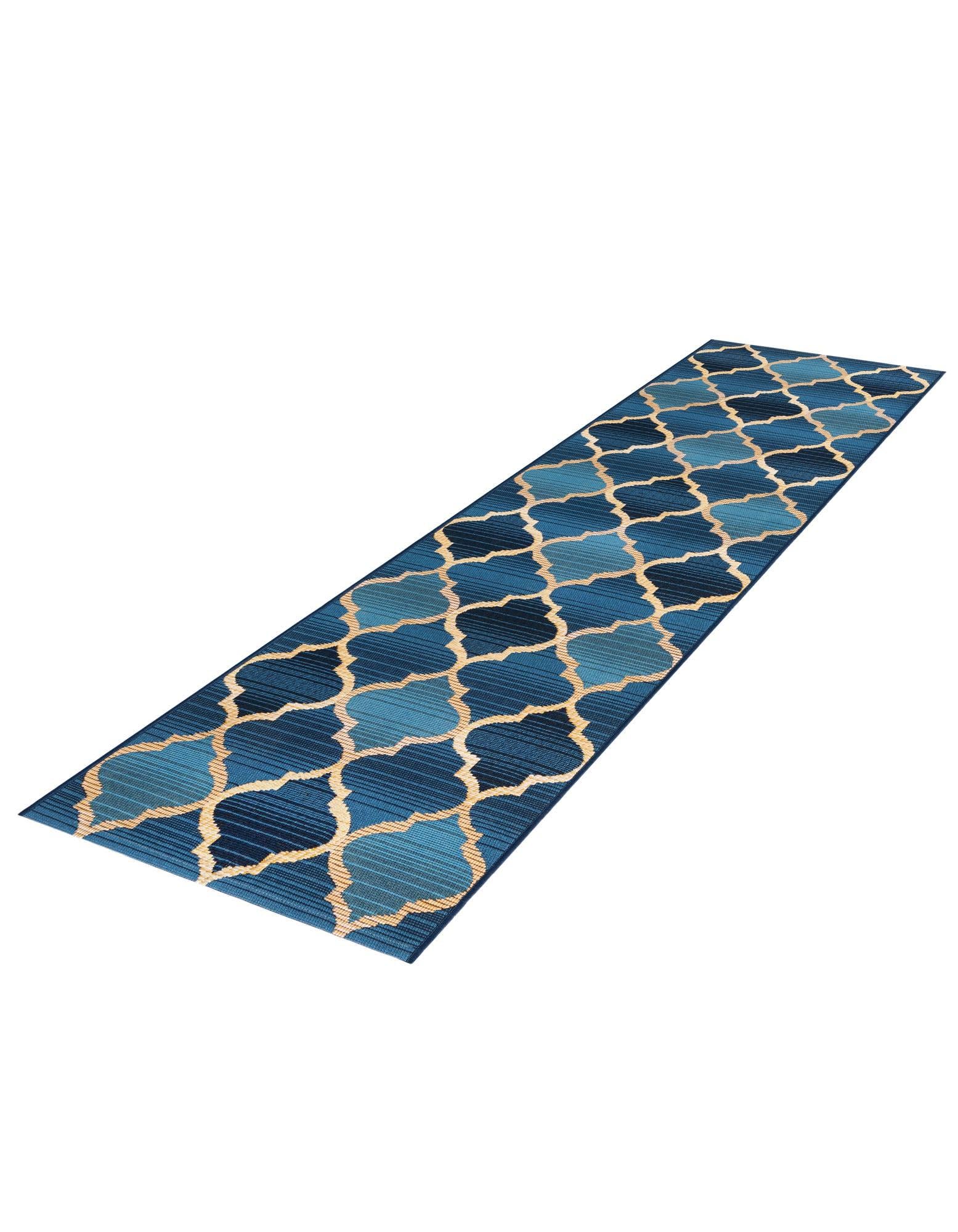 Rugs.com Outdoor Lattice Collection Rug – 6 Ft Runner Blue Flatweave-Pile Rug Perfect for Hallways, Entryways - Image 4