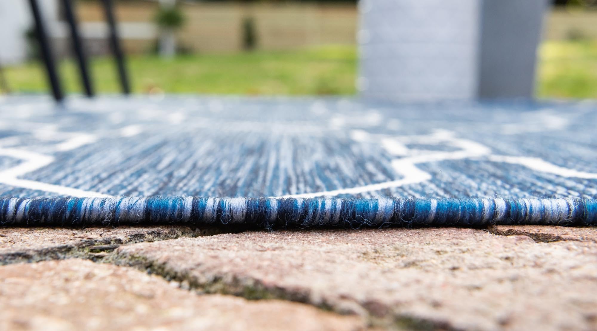 Rugs.com Outdoor Lattice Collection Rug – 9x12 Blue Flatweave-Pile Rug Perfect for Living Rooms, Large Dining Rooms, Open Floorplans - Image 5