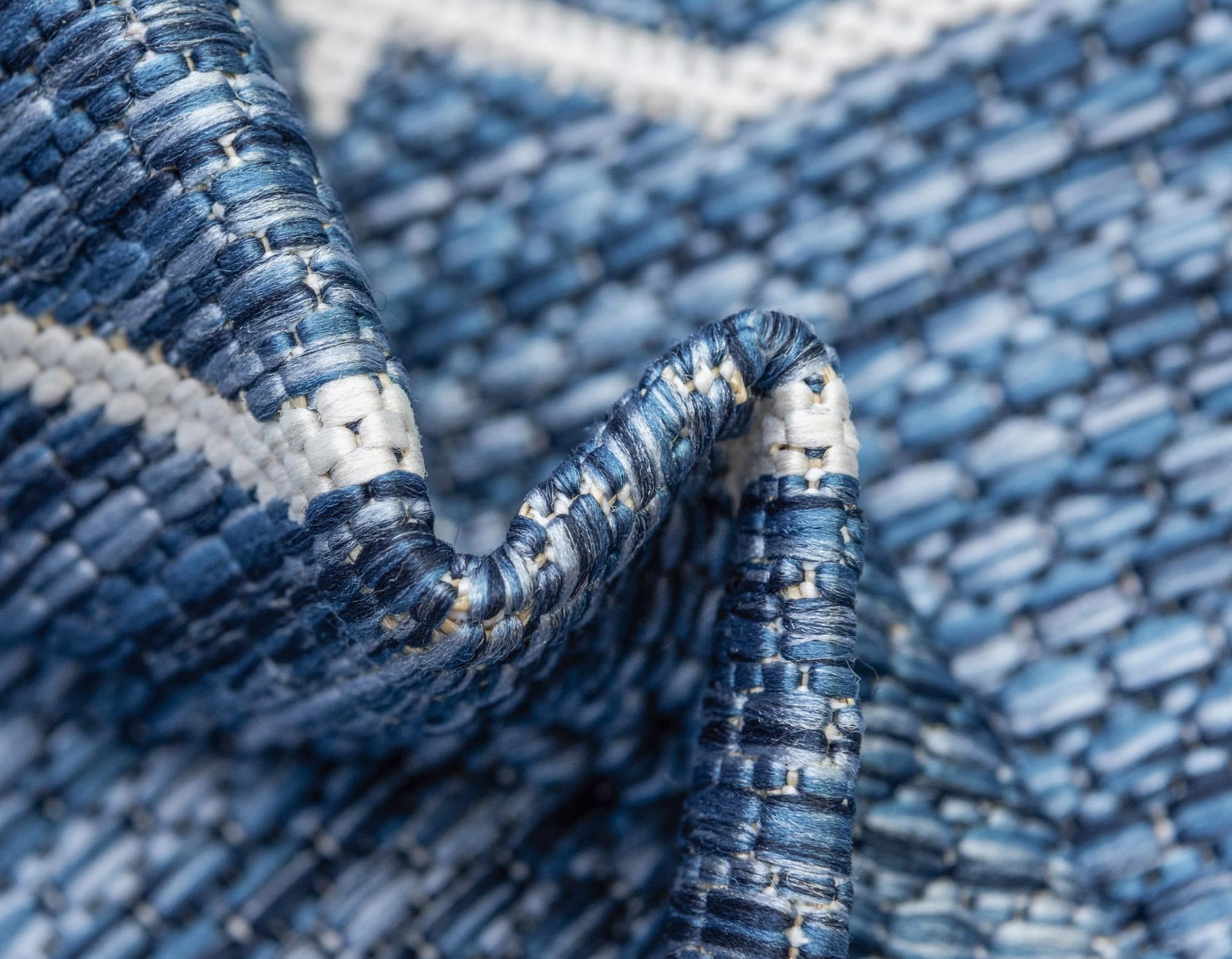 Rugs.com Outdoor Lattice Collection Rug – 9x12 Blue Flatweave-Pile Rug Perfect for Living Rooms, Large Dining Rooms, Open Floorplans - Image 8