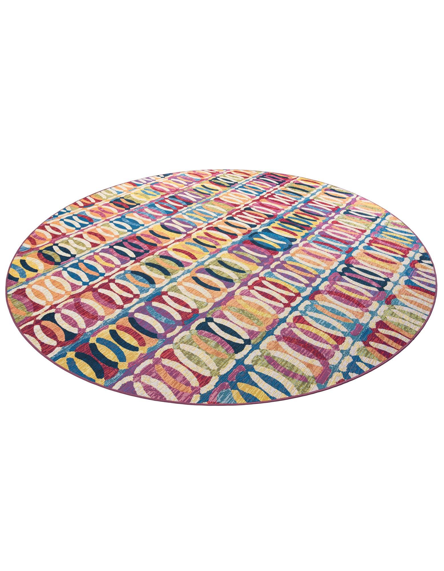 Rugs.com Outdoor Modern Collection Rug – 10 Ft Round Multi Flatweave-Pile Rug Perfect for Kitchens, Dining Rooms - Image 3