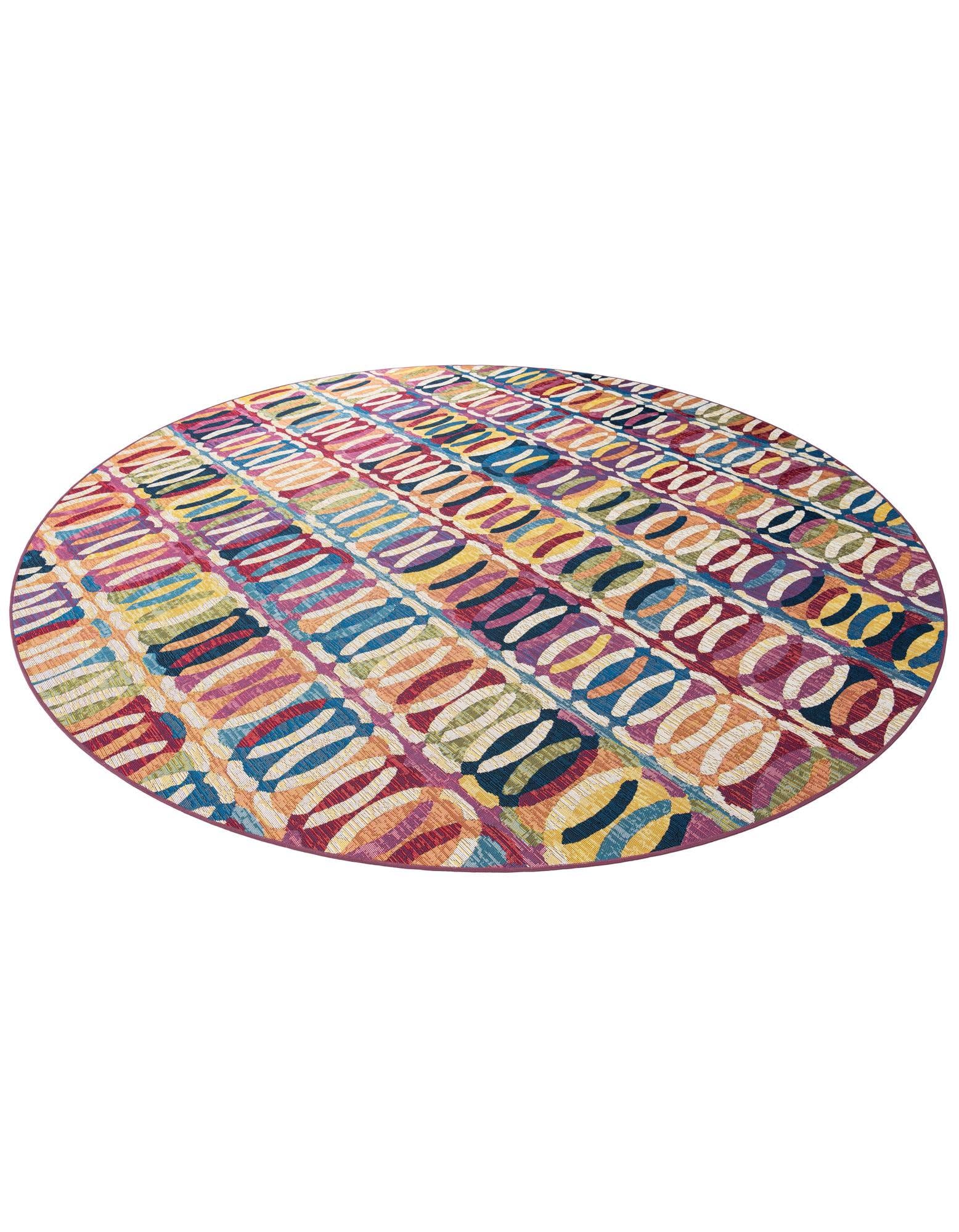 Rugs.com Outdoor Modern Collection Rug – 10 Ft Round Multi Flatweave-Pile Rug Perfect for Kitchens, Dining Rooms - Image 4