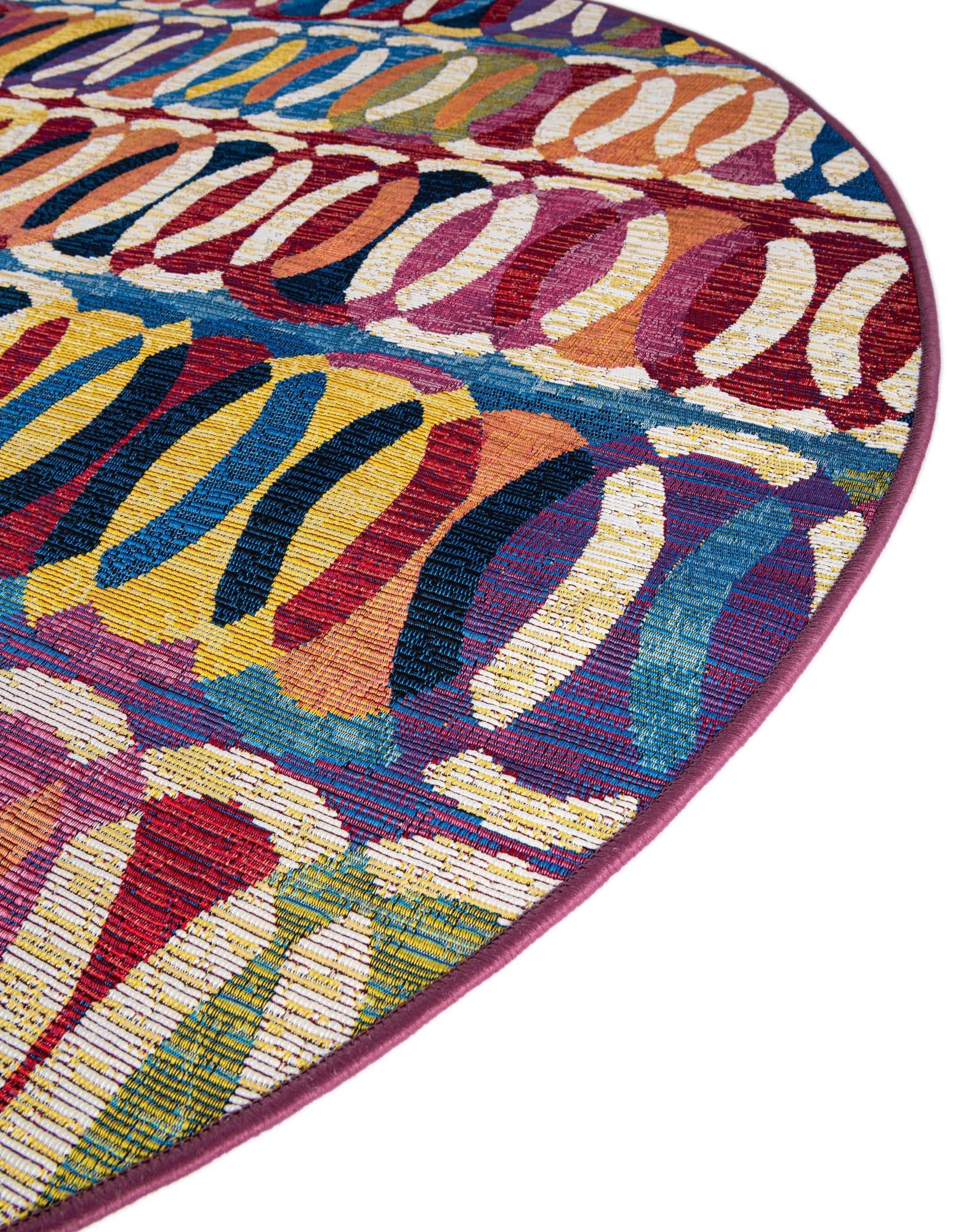 Rugs.com Outdoor Modern Collection Rug – 10 Ft Round Multi Flatweave-Pile Rug Perfect for Kitchens, Dining Rooms - Image 8