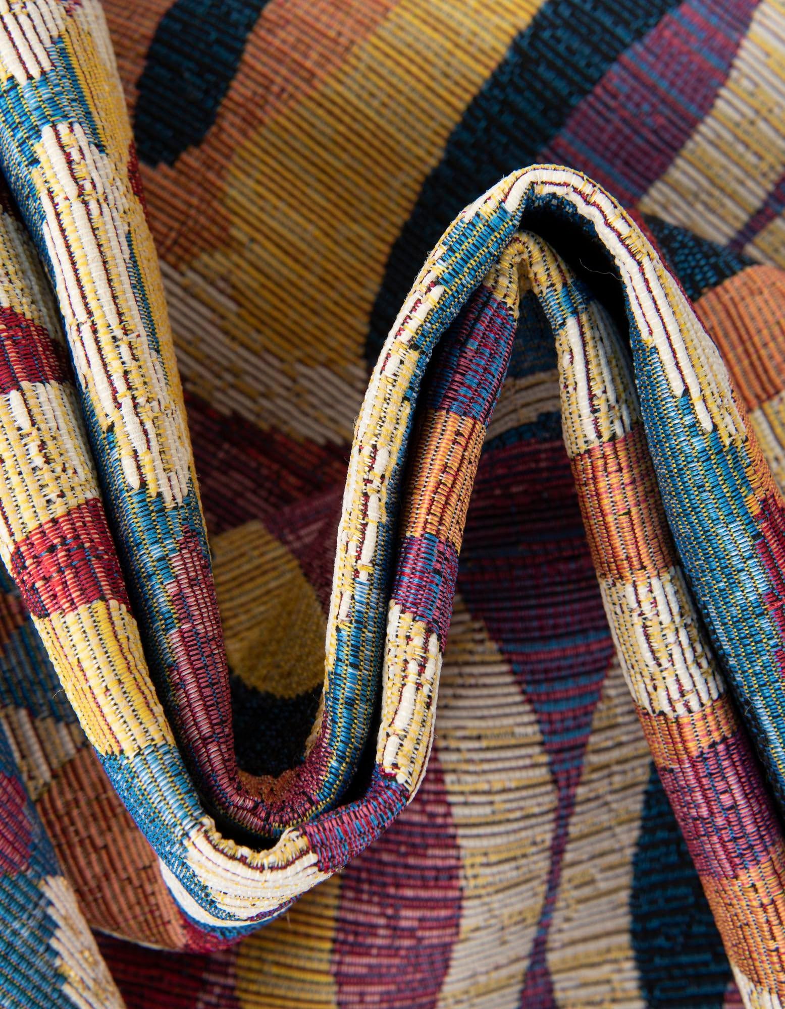 Rugs.com Outdoor Modern Collection Rug – 10 Ft Round Multi Flatweave-Pile Rug Perfect for Kitchens, Dining Rooms - Image 9