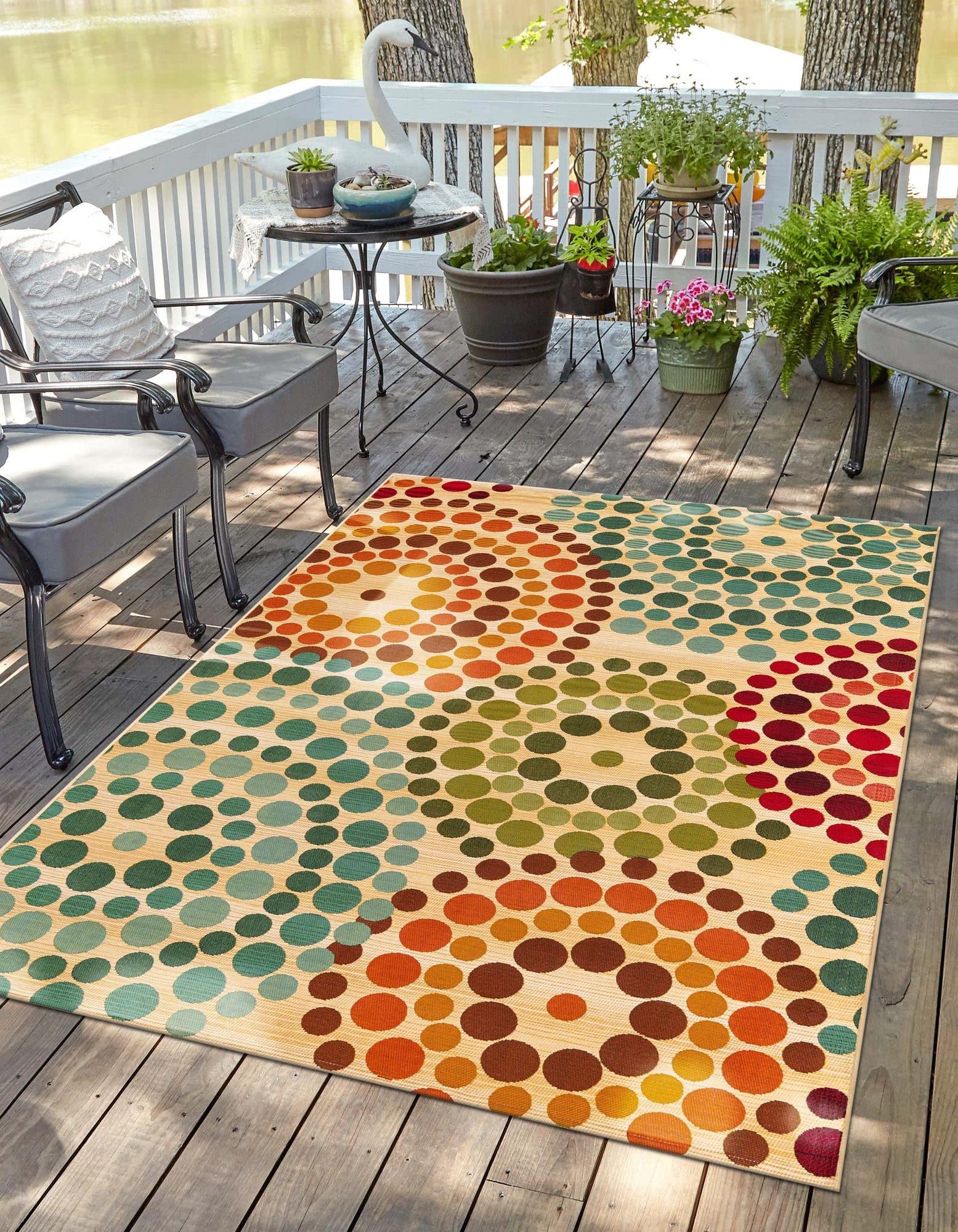 Rugs.com Outdoor Modern Collection Rug – 10' x 12' 2 Beige Flatweave Rug Perfect for Living Rooms, Large Dining Rooms, Open Floorplans - Image 5
