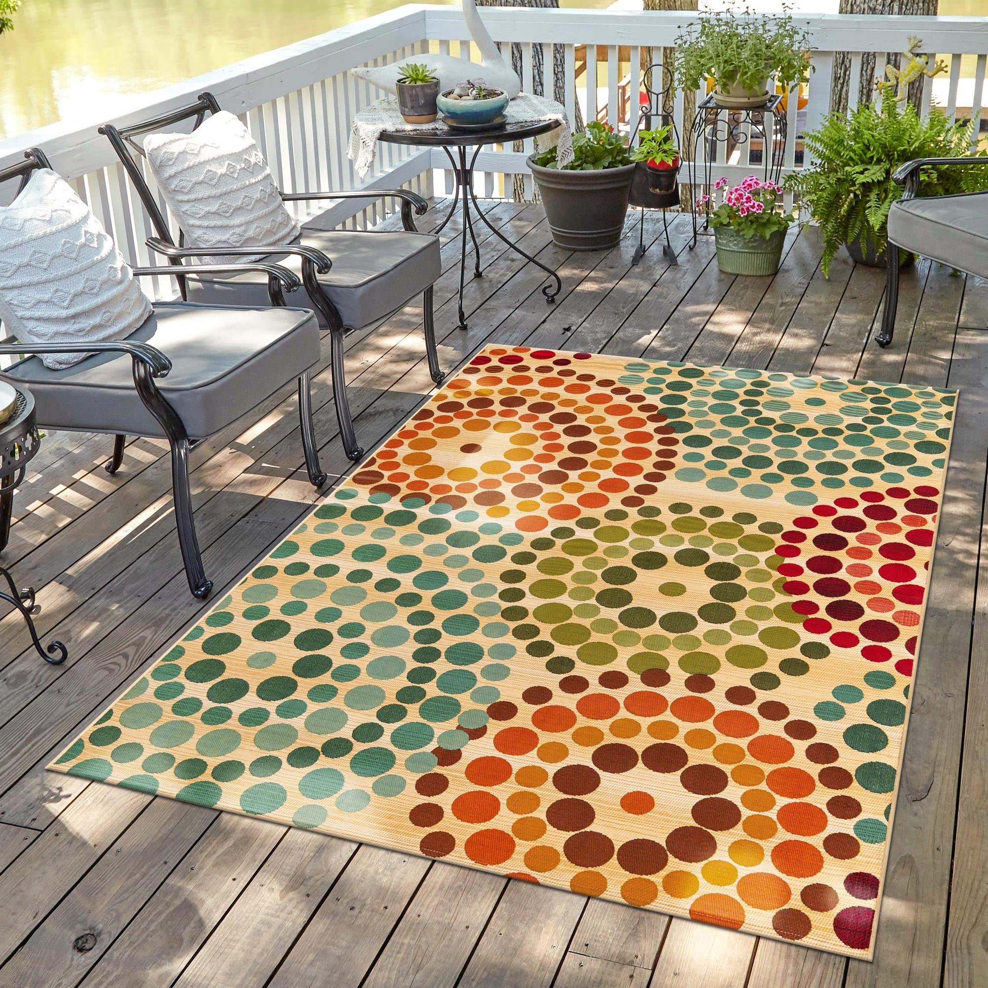 Rugs.com Outdoor Modern Collection Rug – 10' x 12' 2 Beige Flatweave Rug Perfect for Living Rooms, Large Dining Rooms, Open Floorplans - Image 7