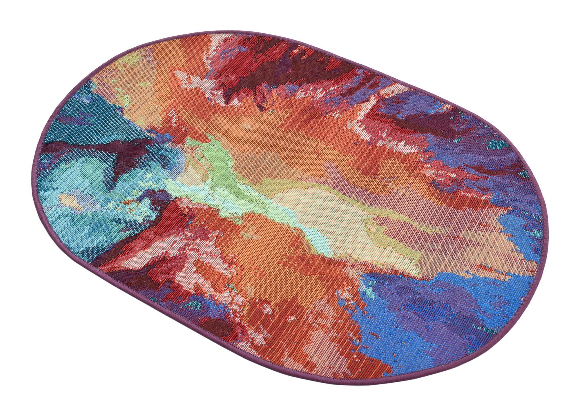 Rugs.com Outdoor Modern Collection Rug – 2x3 Oval Multi Flatweave-Pile Rug Perfect for Living Rooms, Large Dining Rooms, Open Floorplans - Image 3