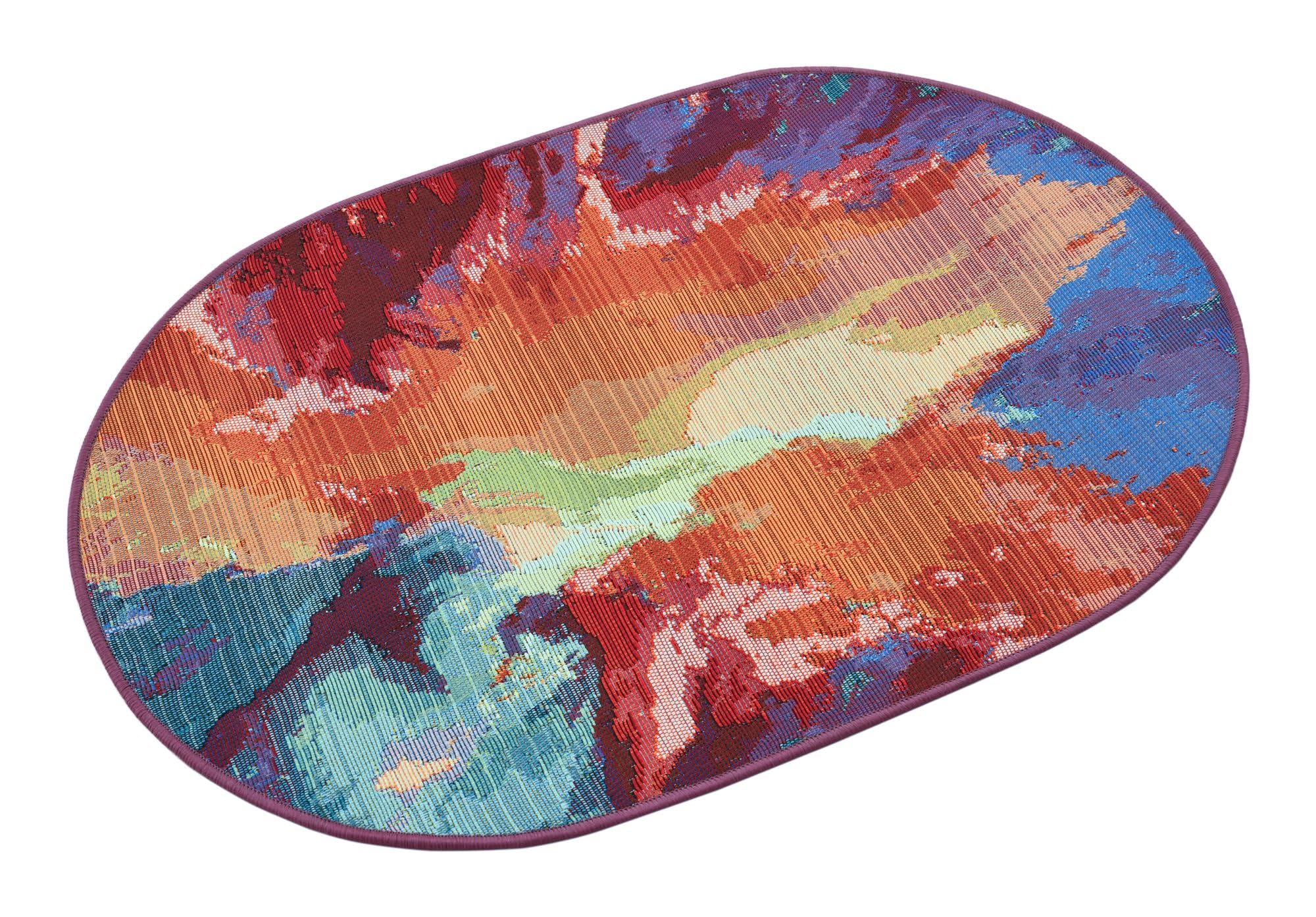 Rugs.com Outdoor Modern Collection Rug – 2x3 Oval Multi Flatweave-Pile Rug Perfect for Living Rooms, Large Dining Rooms, Open Floorplans - Image 4