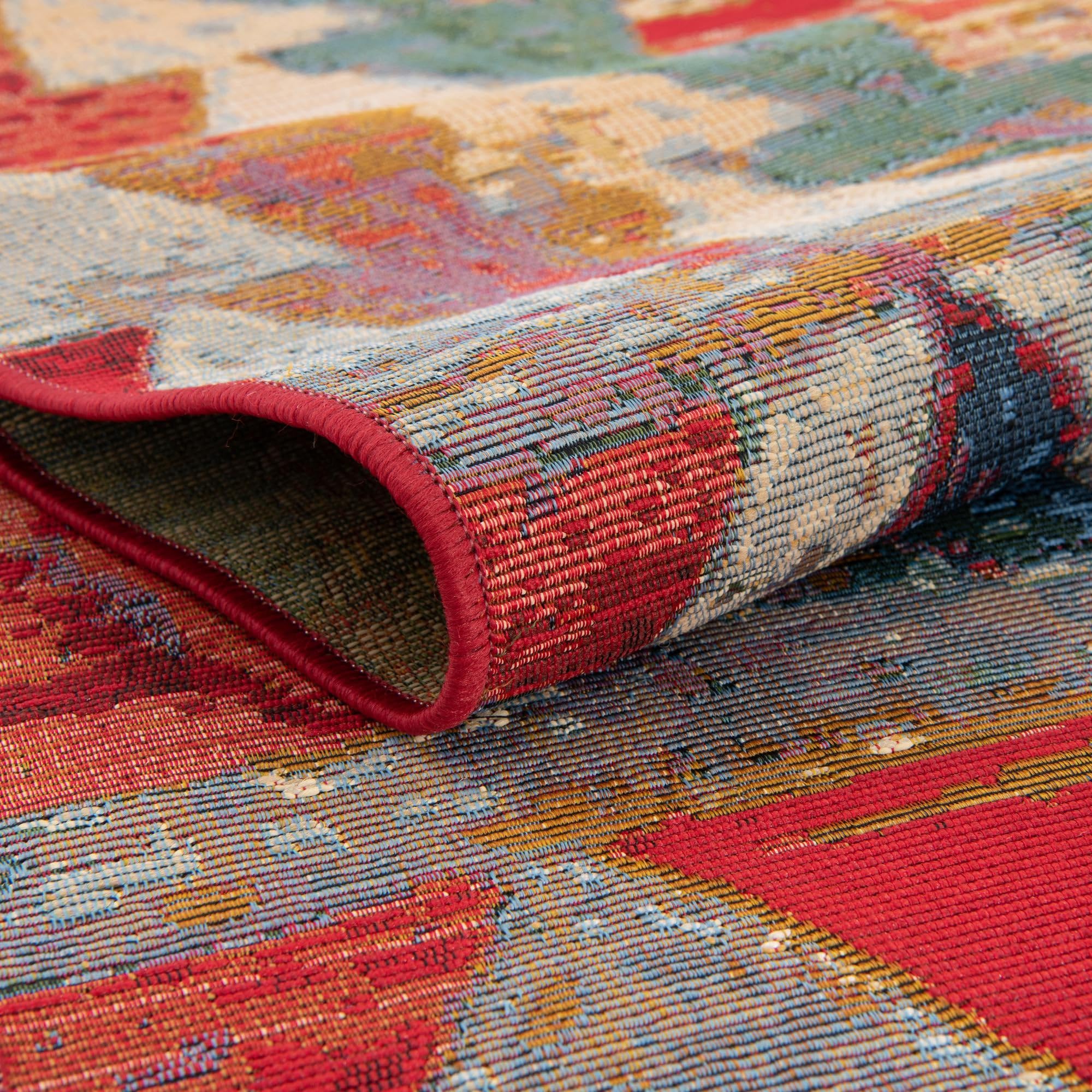 Rugs.com Outdoor Modern Collection Rug – 7 Ft Octagon Multi Flatweave-Pile Rug Perfect for Living Rooms, Kitchens, Entryways - Image 4