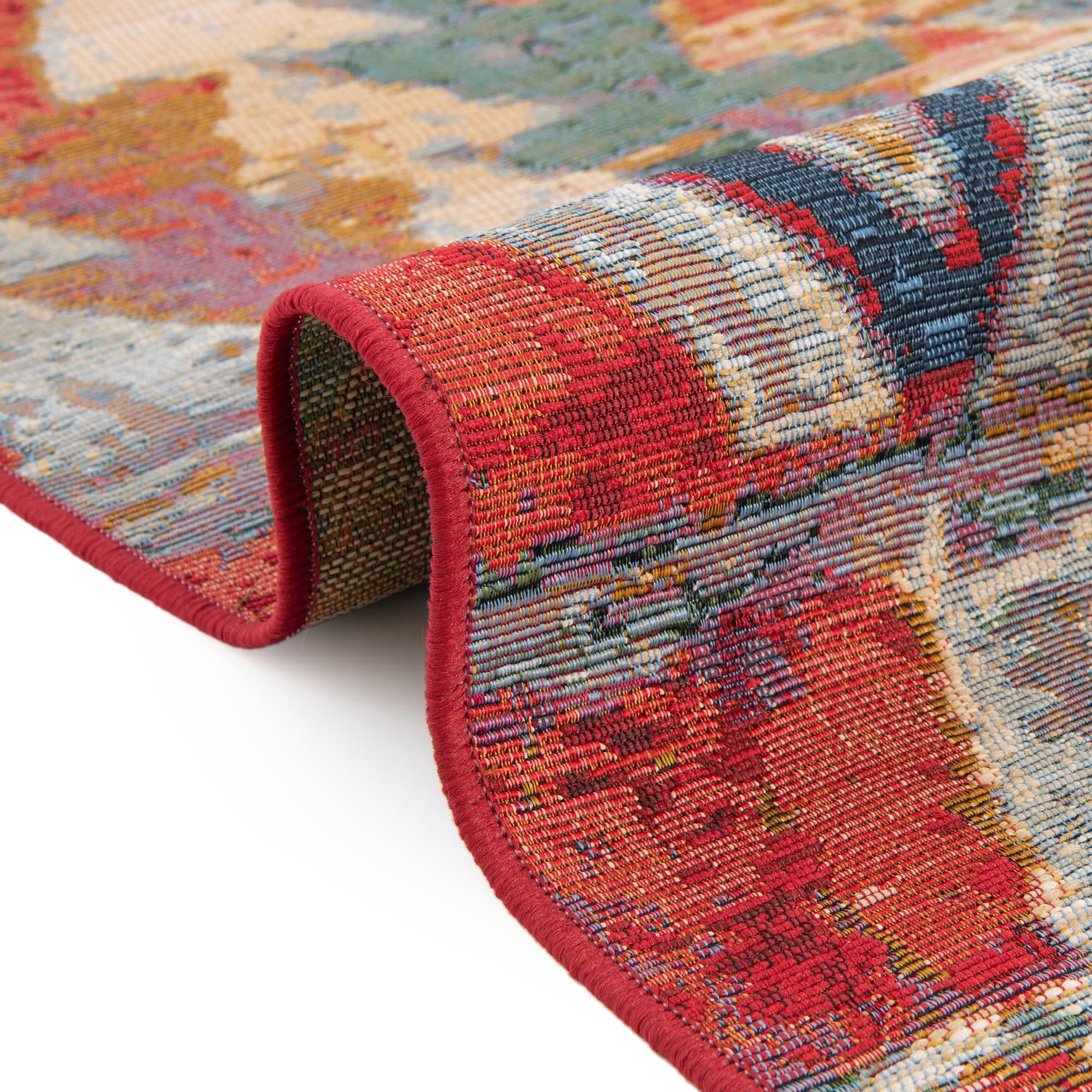 Rugs.com Outdoor Modern Collection Rug – 7 Ft Octagon Multi Flatweave-Pile Rug Perfect for Living Rooms, Kitchens, Entryways - Image 8