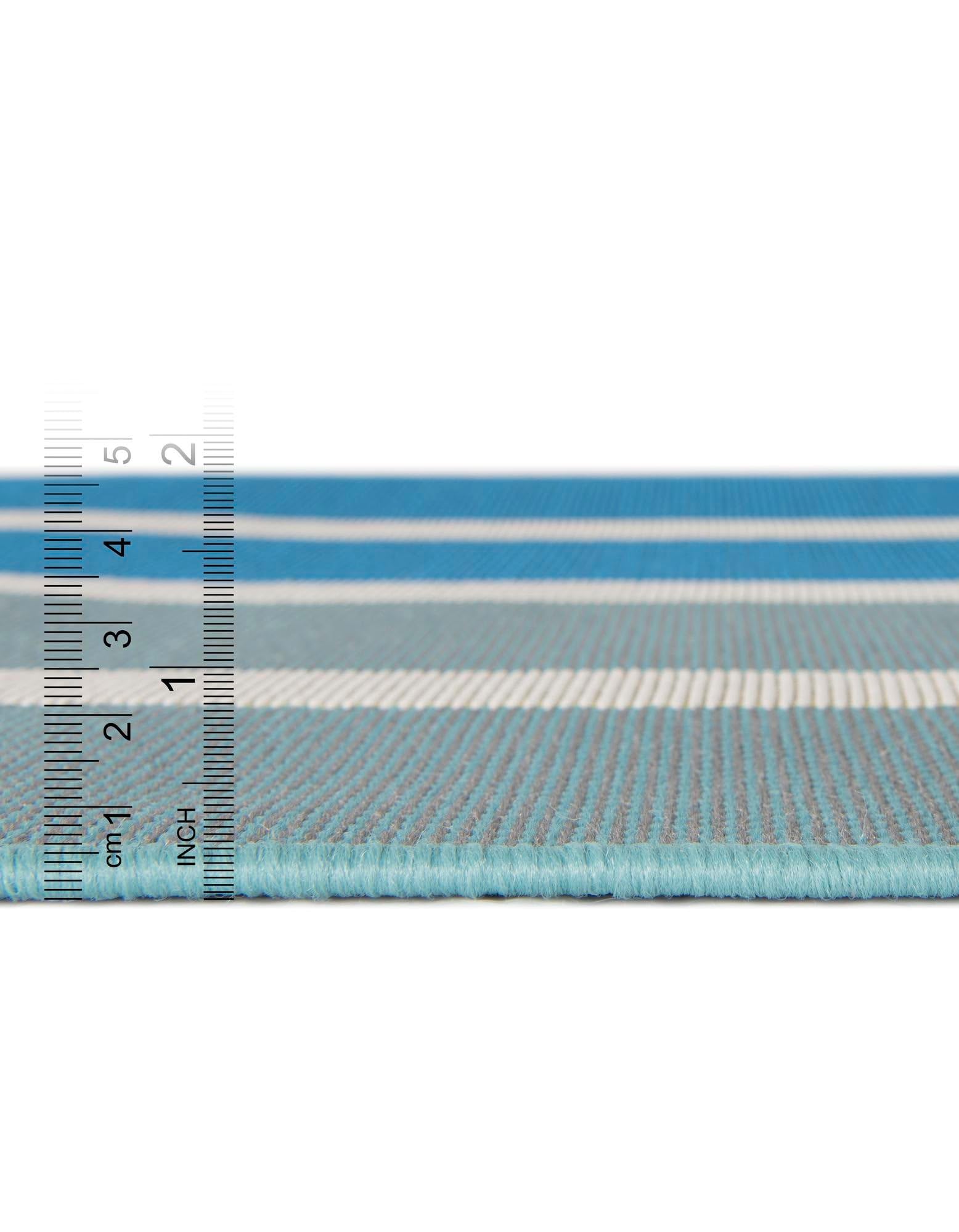 Rugs.com Outdoor Ribbon Collection Rug – 10 Ft Round Blue Flatweave-Pile Rug Perfect for Kitchens, Dining Rooms - Image 5