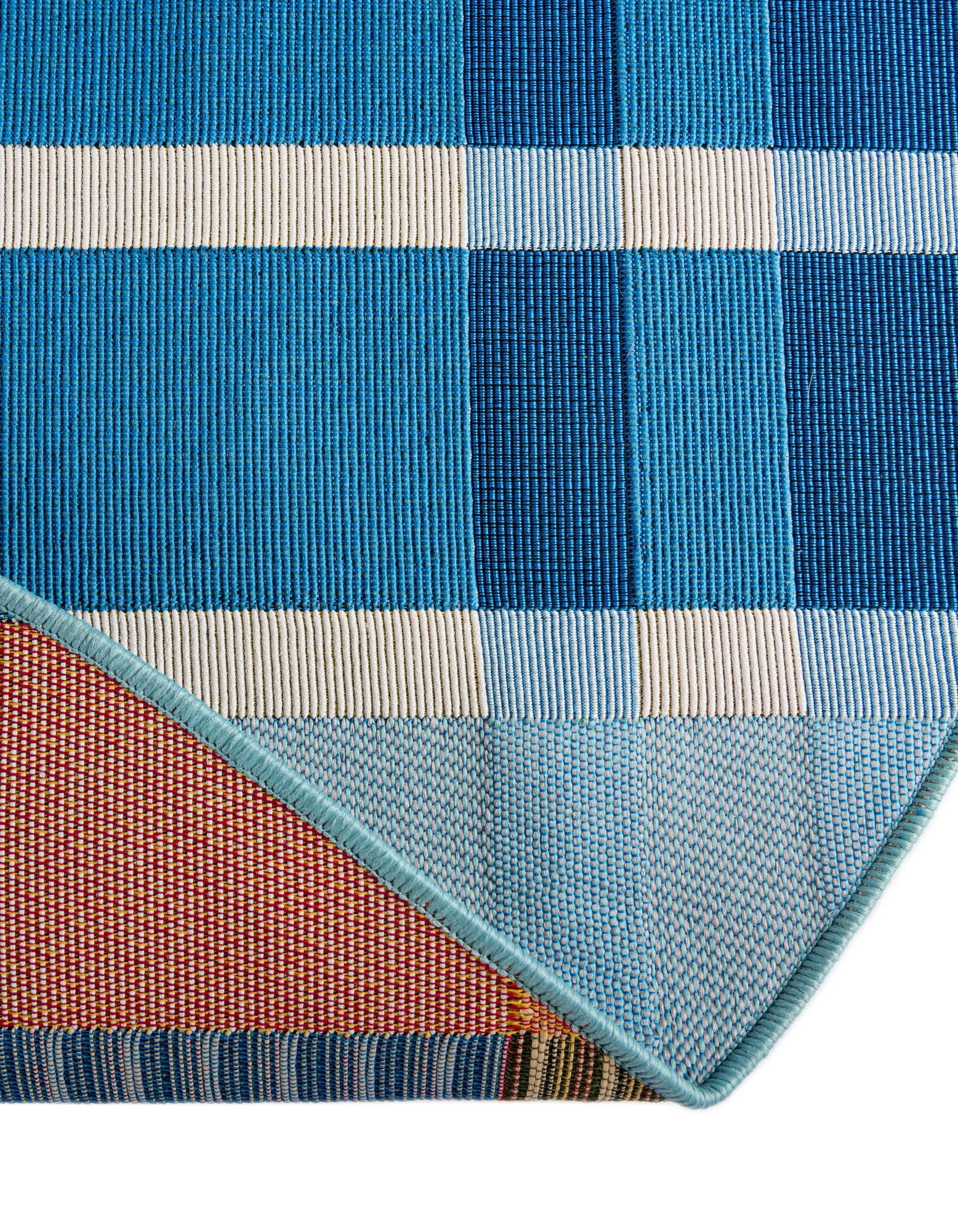 Rugs.com Outdoor Ribbon Collection Rug – 10 Ft Round Blue Flatweave-Pile Rug Perfect for Kitchens, Dining Rooms - Image 9