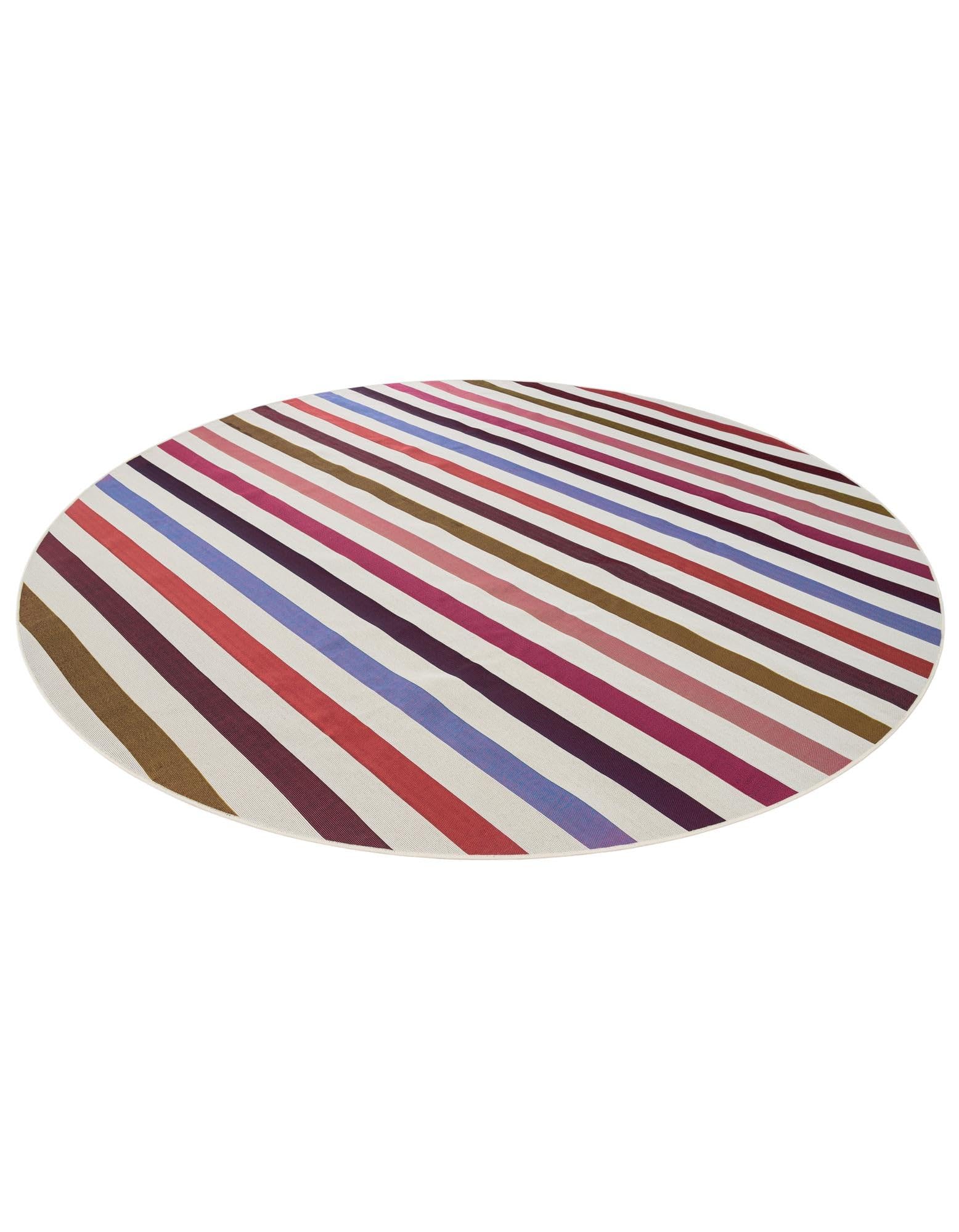 Rugs.com Outdoor Ribbon Collection Rug – 10 Ft Round White Flatweave-Pile Rug Perfect for Kitchens, Dining Rooms - Image 3