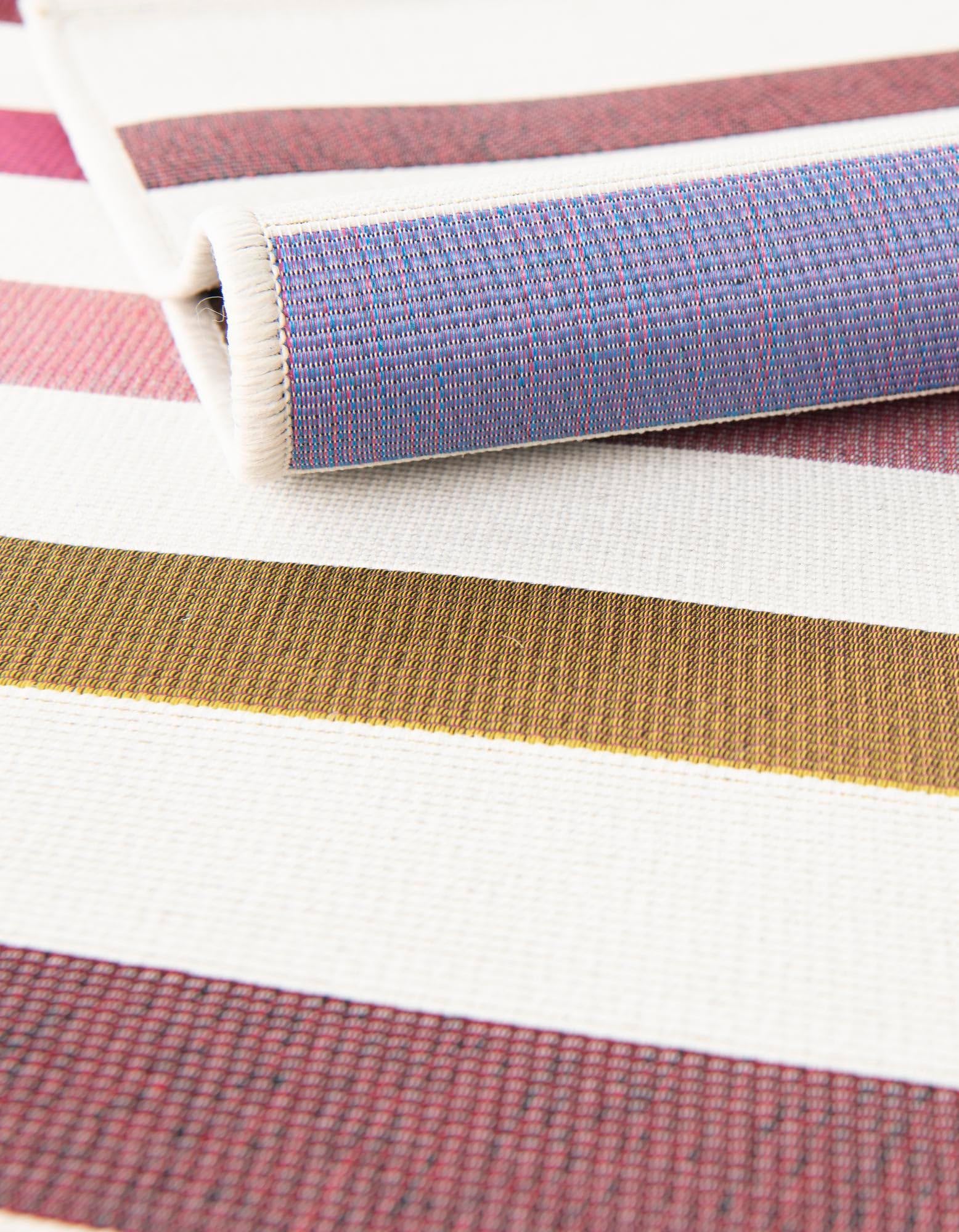 Rugs.com Outdoor Ribbon Collection Rug – 10 Ft Round White Flatweave-Pile Rug Perfect for Kitchens, Dining Rooms - Image 5