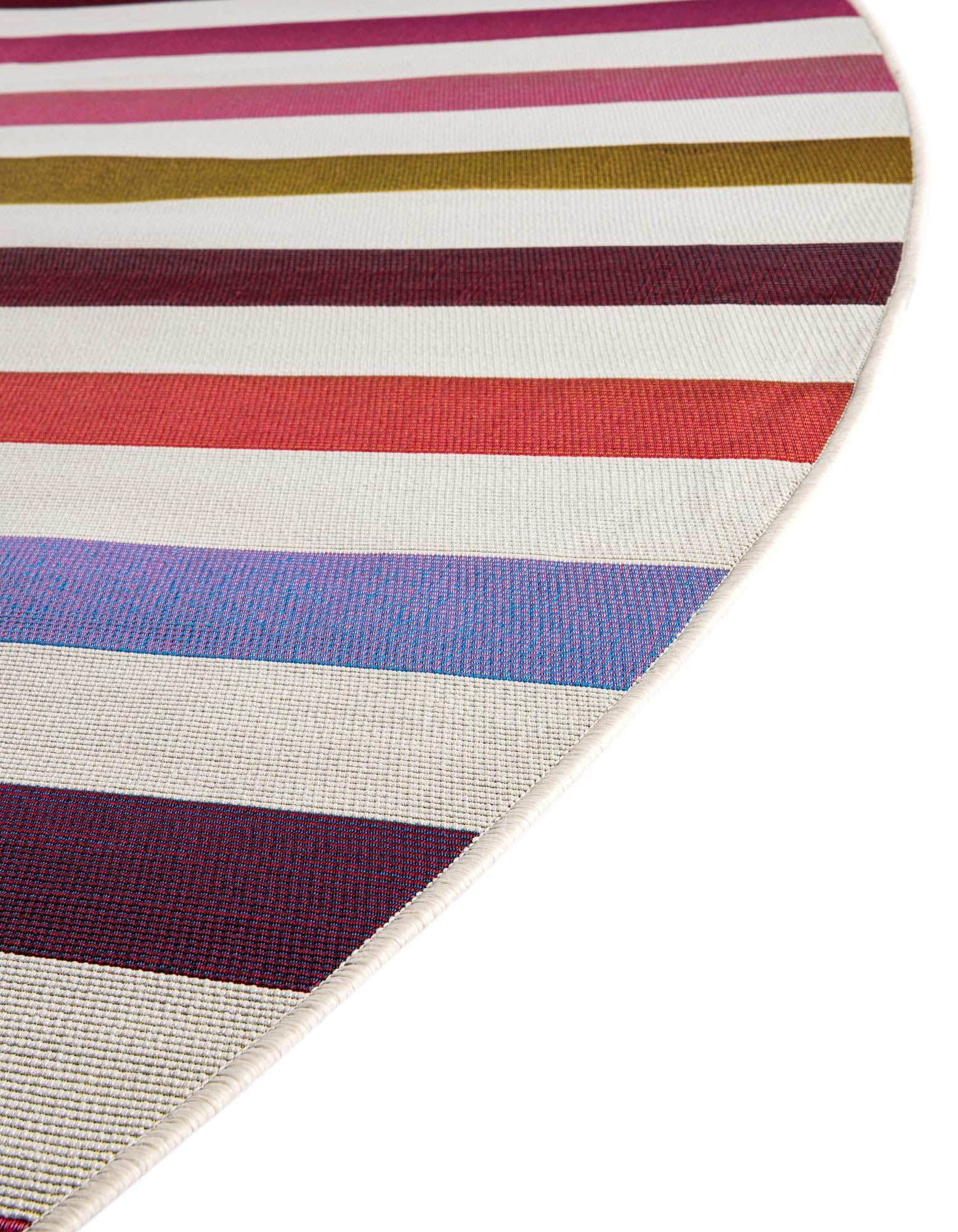 Rugs.com Outdoor Ribbon Collection Rug – 10 Ft Round White Flatweave-Pile Rug Perfect for Kitchens, Dining Rooms - Image 6