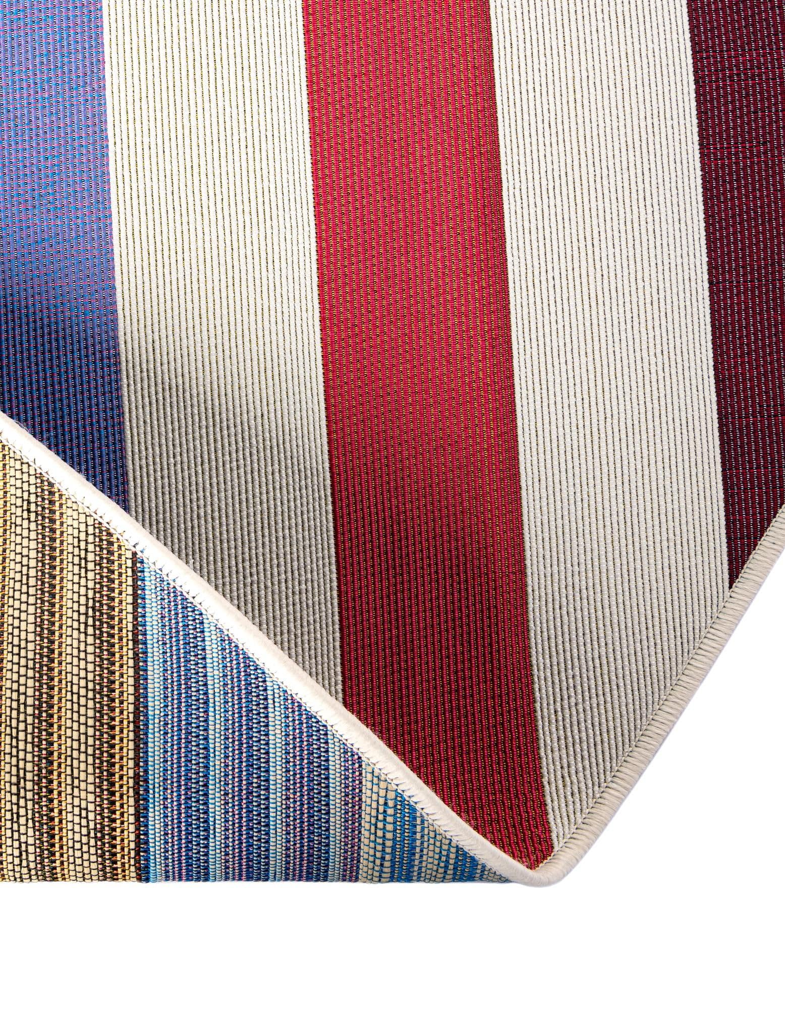 Rugs.com Outdoor Ribbon Collection Rug – 10 Ft Round White Flatweave-Pile Rug Perfect for Kitchens, Dining Rooms - Image 8