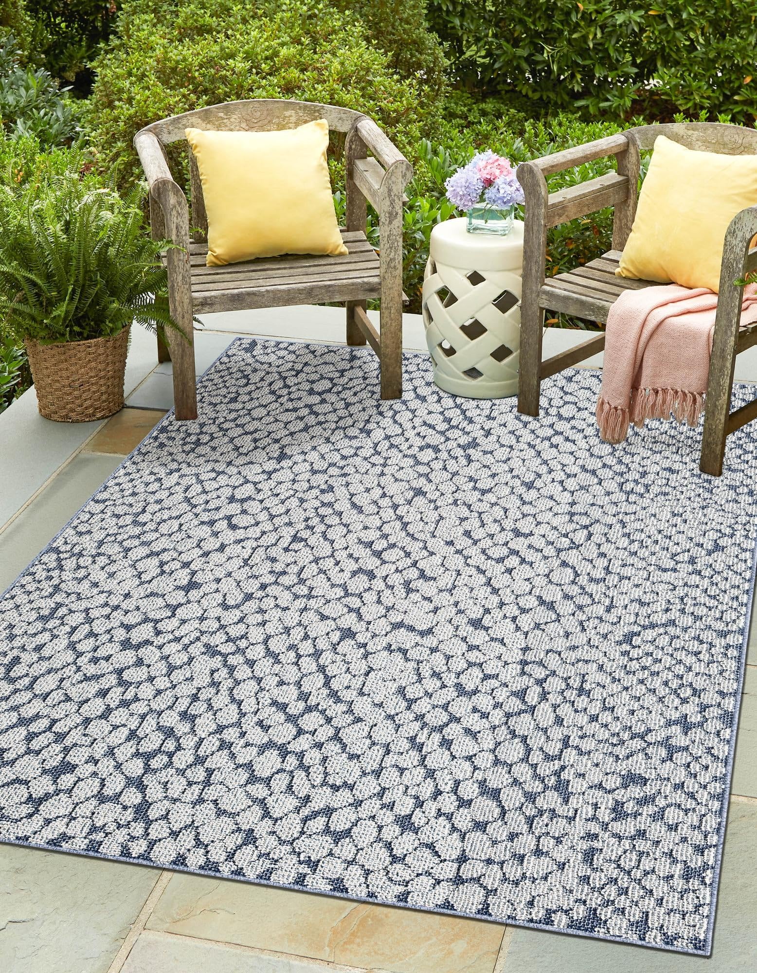 Rugs.com Outdoor Safari Collection Rug – 10x14 Navy Blue Flatweave-Pile Rug Perfect for Living Rooms, Large Dining Rooms, Open Floorplans - Image 7