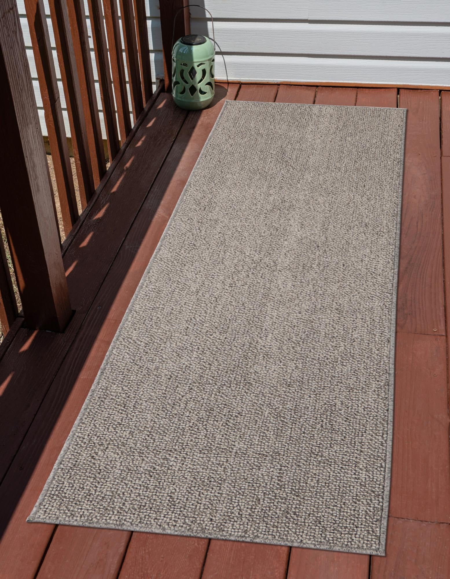 Rugs.com Outdoor Solid Collection Rug – 12 Ft Runner Light Gray Flatweave-Pile Rug Perfect for Hallways, Entryways - Image 7