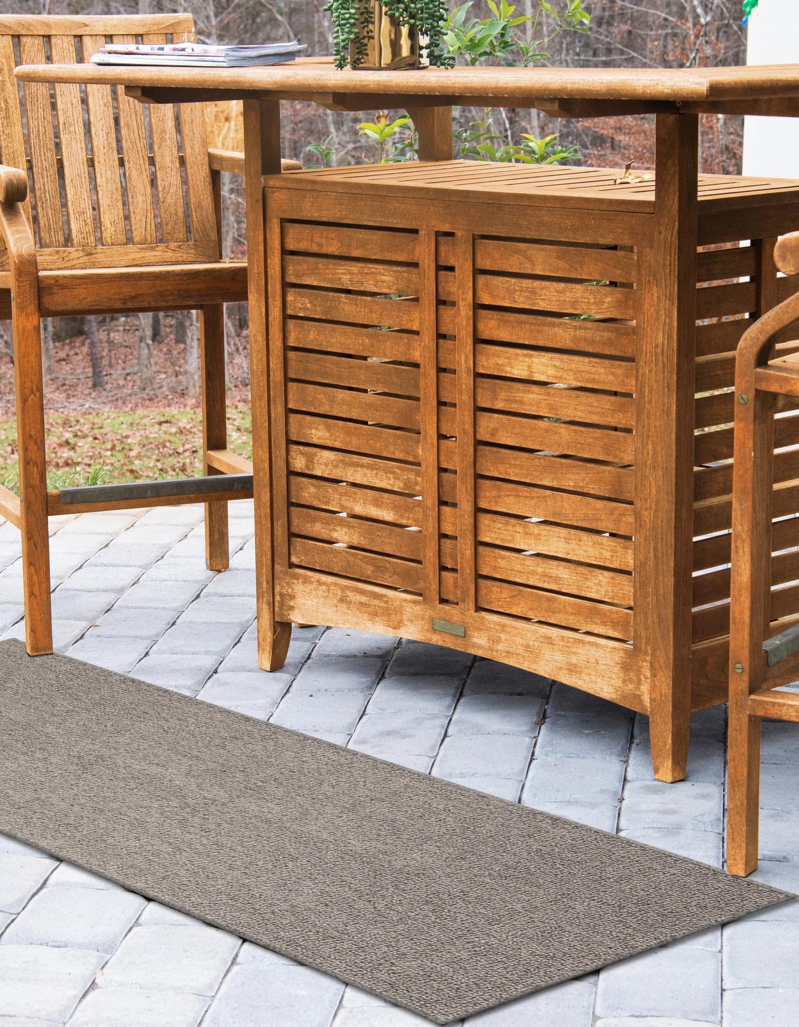 Rugs.com Outdoor Solid Collection Rug – 12 Ft Runner Light Gray Flatweave-Pile Rug Perfect for Hallways, Entryways - Image 8