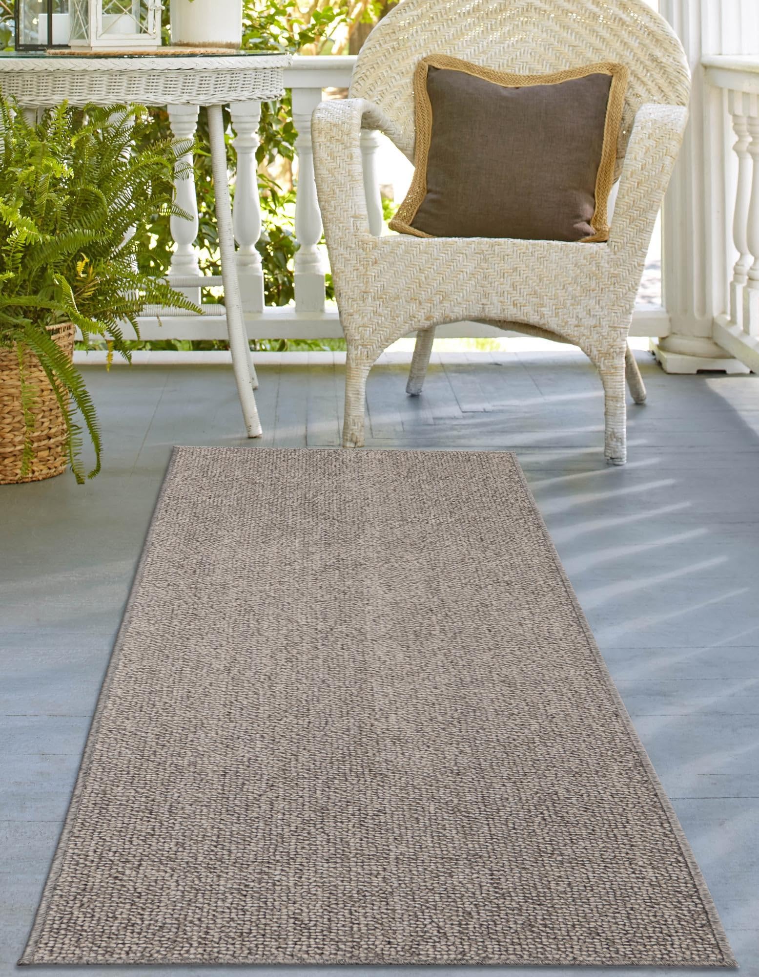 Rugs.com Outdoor Solid Collection Rug – 12 Ft Runner Light Gray Flatweave-Pile Rug Perfect for Hallways, Entryways - Image 9