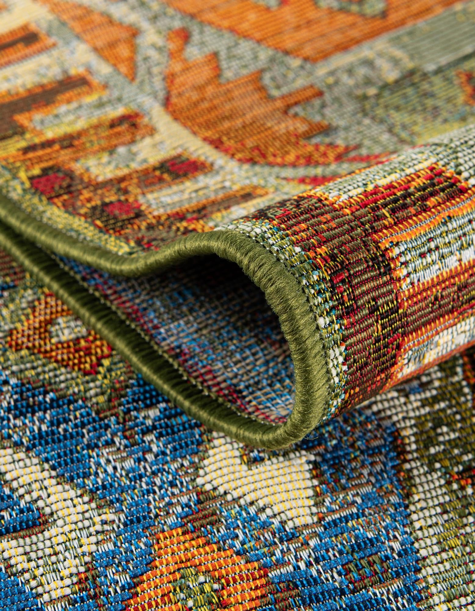 Rugs.com Outdoor Southwestern Collection Rug – 10 Ft Square Multi Flatweave-Pile Rug Perfect for Living Rooms, Kitchens, Entryways - Image 5