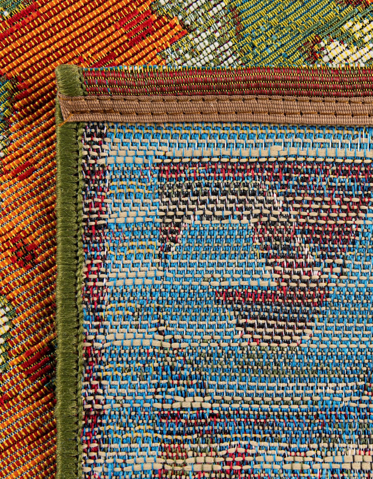 Rugs.com Outdoor Southwestern Collection Rug – 10 Ft Square Multi Flatweave-Pile Rug Perfect for Living Rooms, Kitchens, Entryways - Image 8