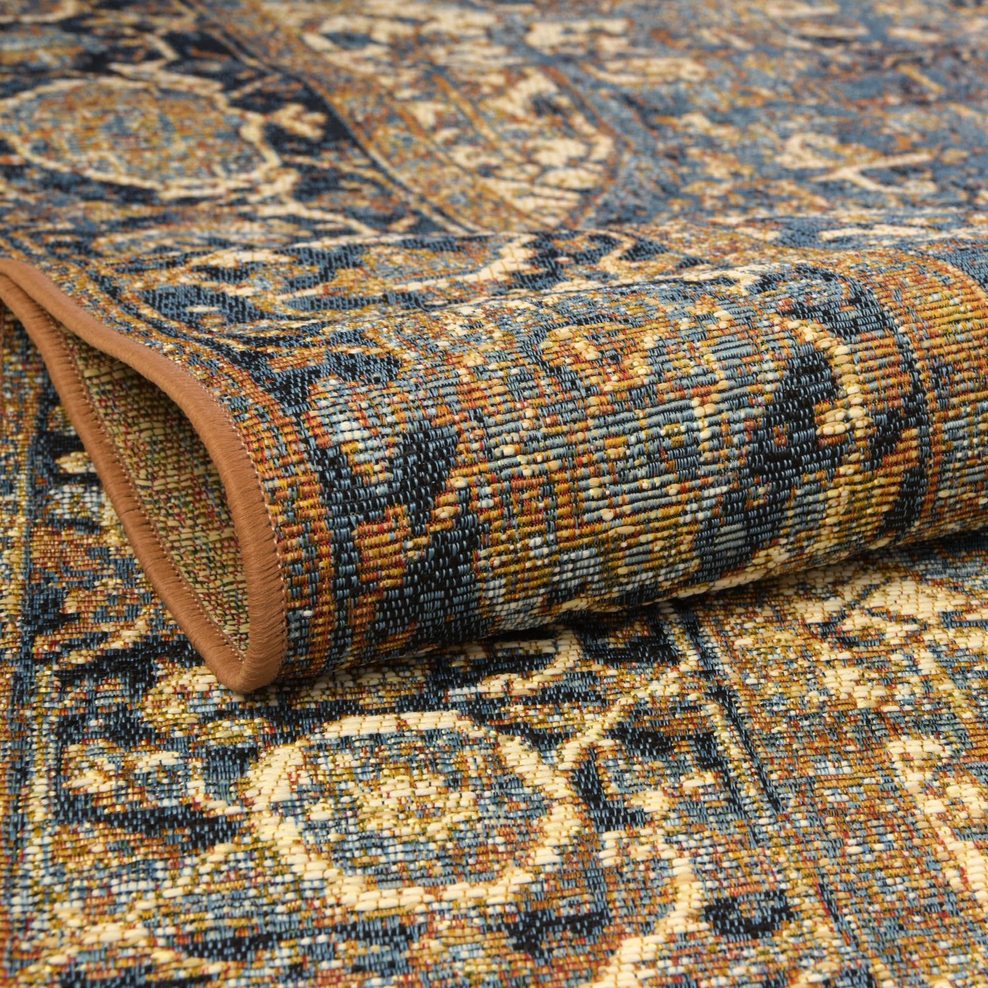 Rugs.com Outdoor Traditional Collection Rug – 5x8 Blue Flatweave-Pile Rug Perfect for Bedrooms, Dining Rooms, Living Rooms - Image 4