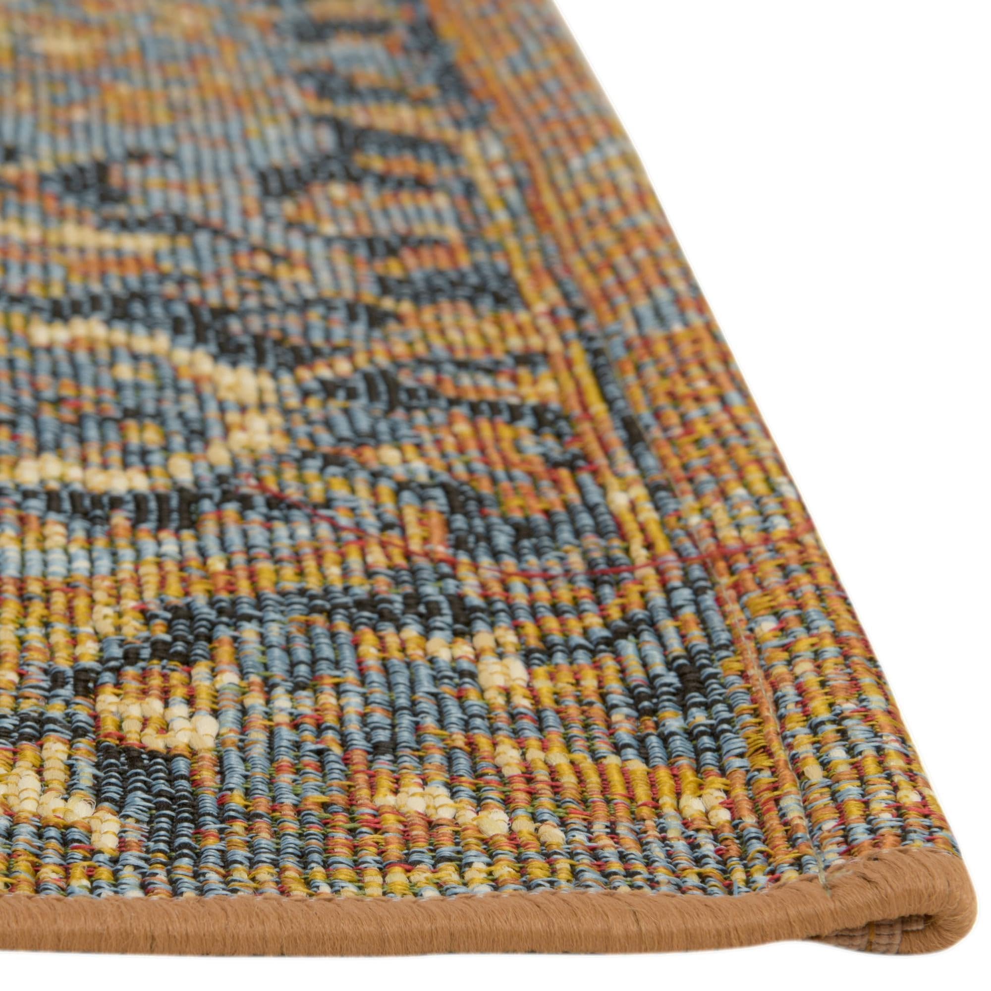 Rugs.com Outdoor Traditional Collection Rug – 5x8 Blue Flatweave-Pile Rug Perfect for Bedrooms, Dining Rooms, Living Rooms - Image 5