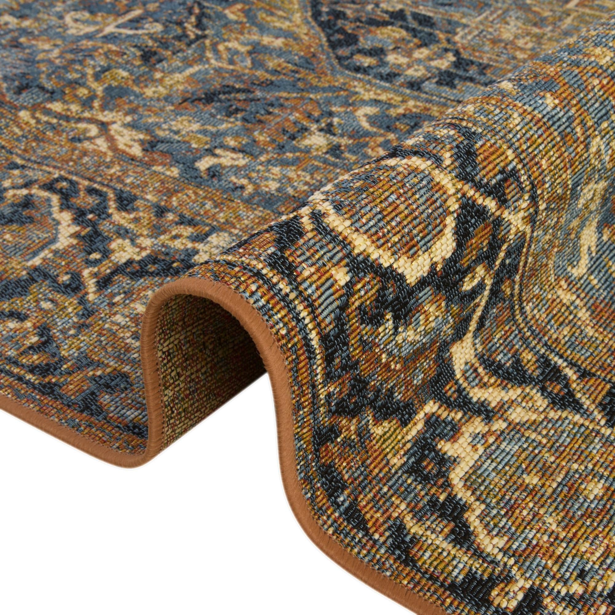 Rugs.com Outdoor Traditional Collection Rug – 5x8 Blue Flatweave-Pile Rug Perfect for Bedrooms, Dining Rooms, Living Rooms - Image 8