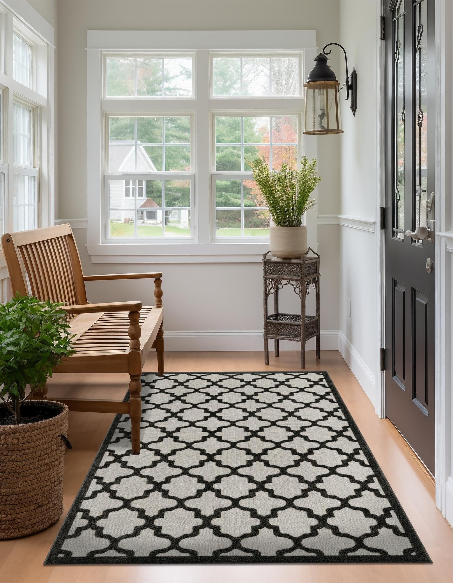 Rugs.com Outdoor Trellis Textured Collection Rug – 7x10 Black Flatweave-Pile Rug Perfect for Bedrooms, Dining Rooms, Living Rooms - Image 7