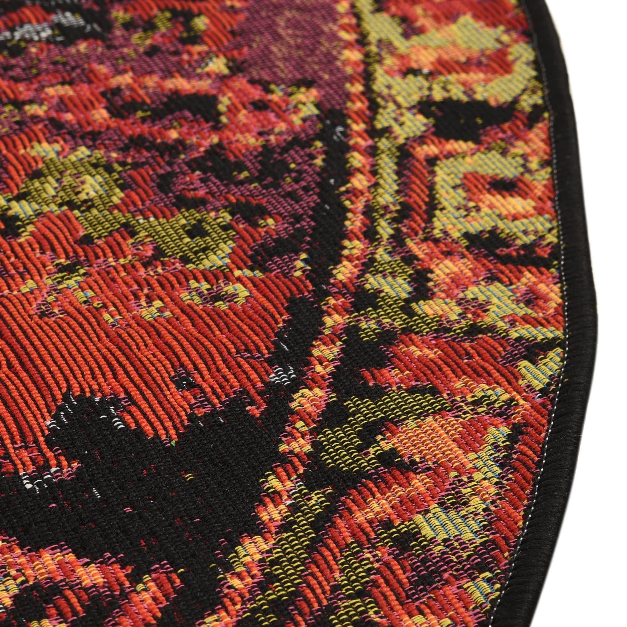 Rugs.com Outdoor Tribal Collection Rug – 10 Ft Round Multi Flatweave-Pile Rug Perfect for Kitchens, Dining Rooms - Image 5