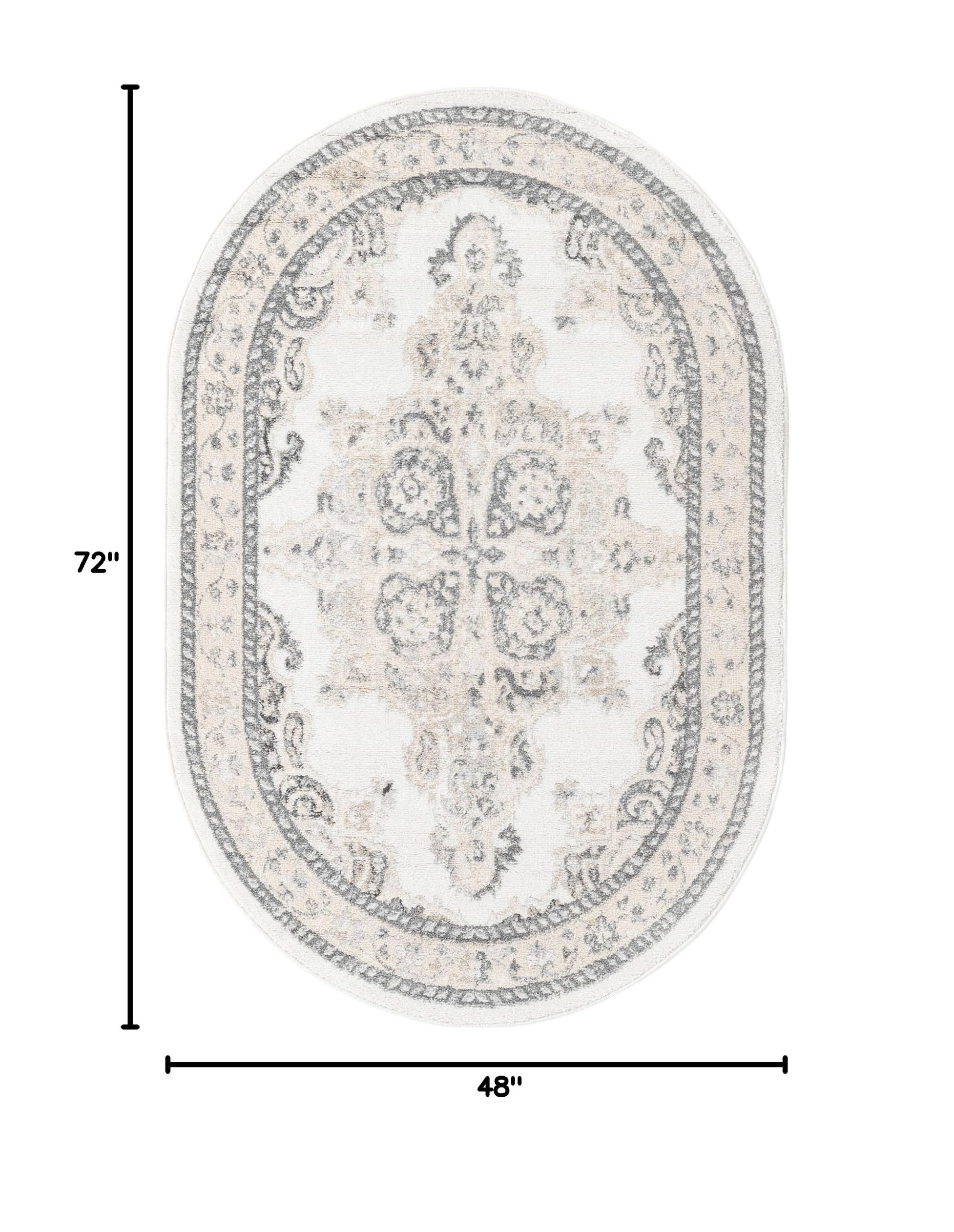 Rugs.com Parker Collection Rug – 4' X 6' Oval Ivory Medium Rug Perfect for Living Rooms, Large Dining Rooms, Open Floorplans - Image 3