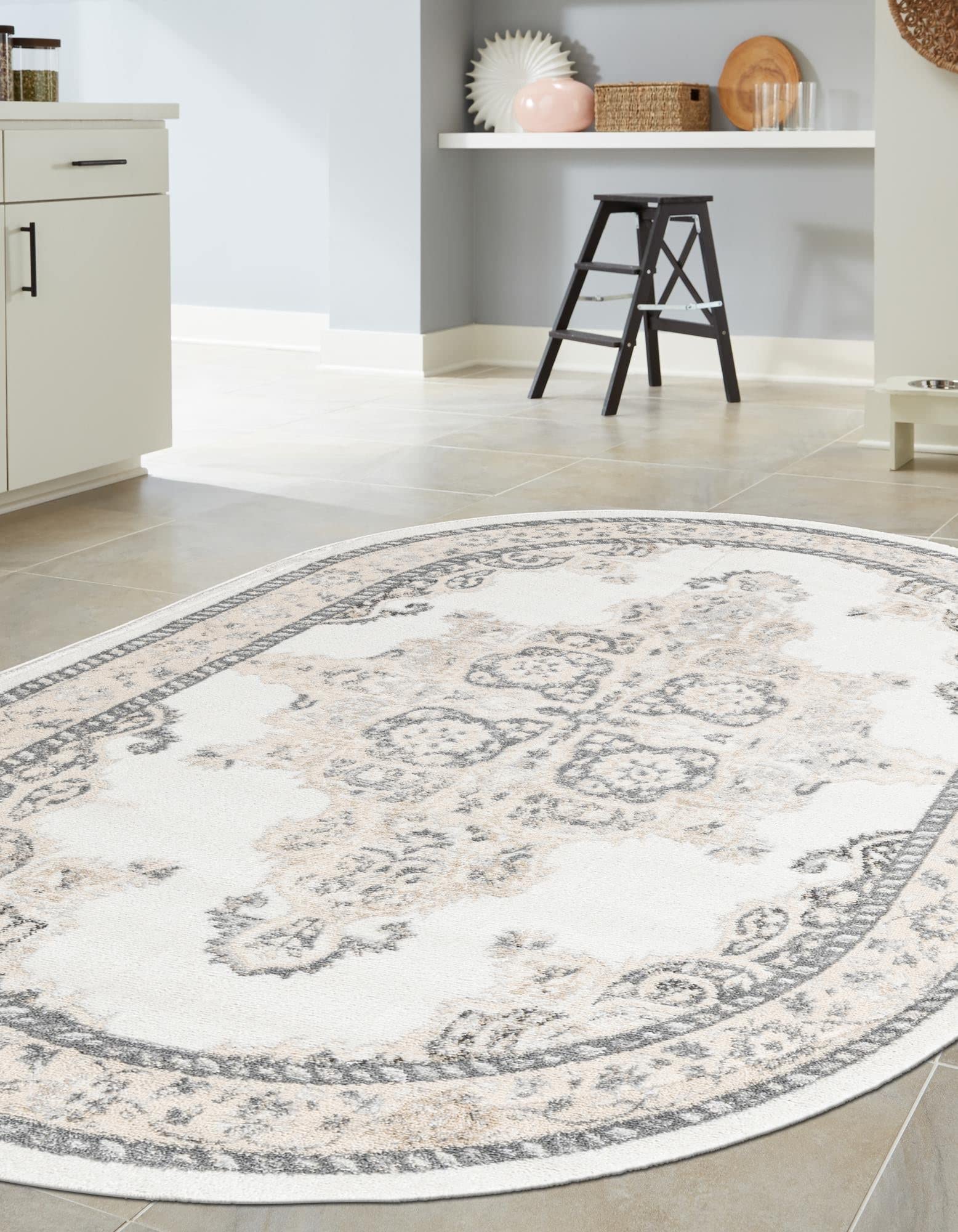 Rugs.com Parker Collection Rug – 4' X 6' Oval Ivory Medium Rug Perfect for Living Rooms, Large Dining Rooms, Open Floorplans - Image 4