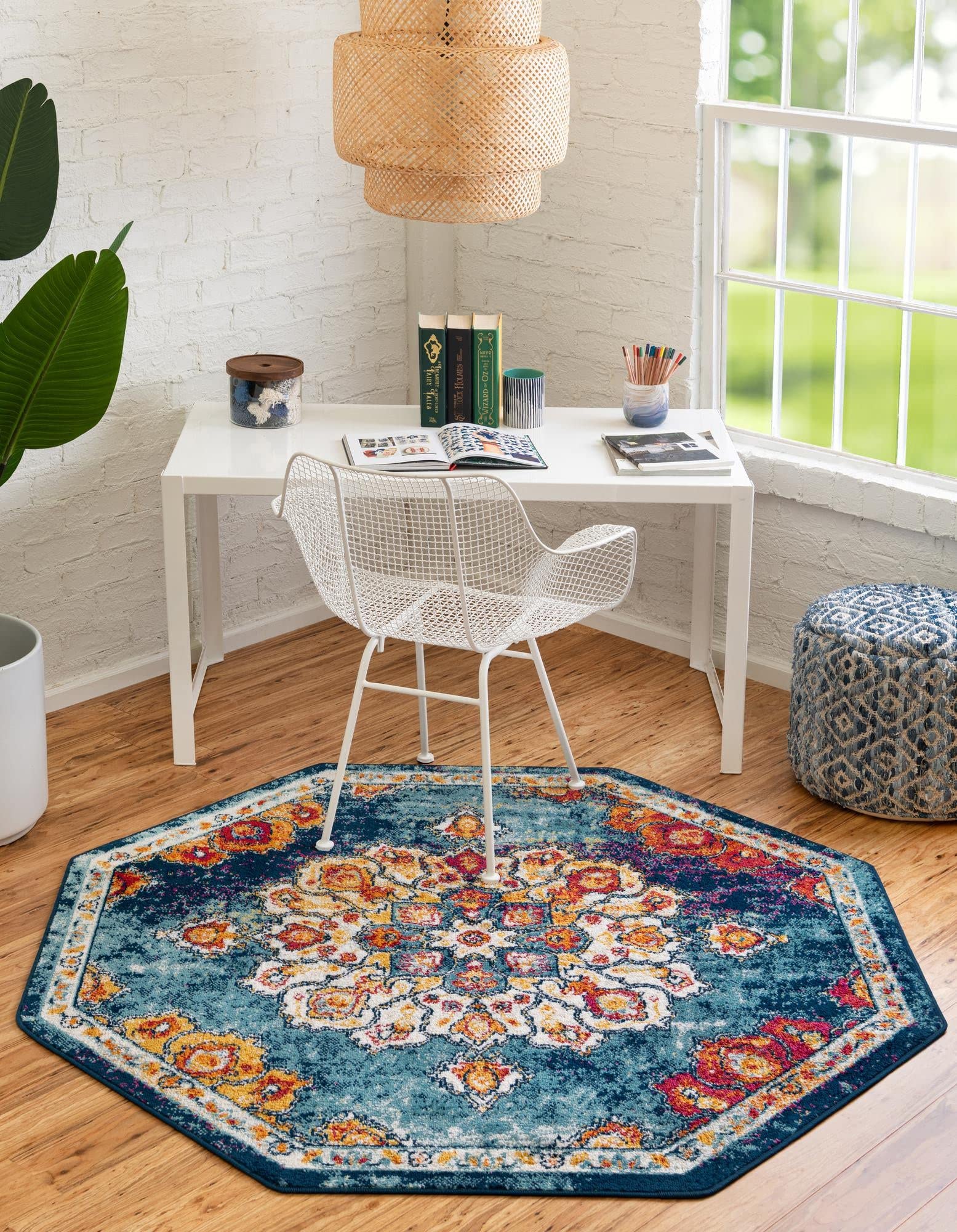Rugs.com Parker Collection Rug – 5 Ft Octagon Multi Medium Rug Perfect for Living Rooms, Kitchens, Entryways - Image 3
