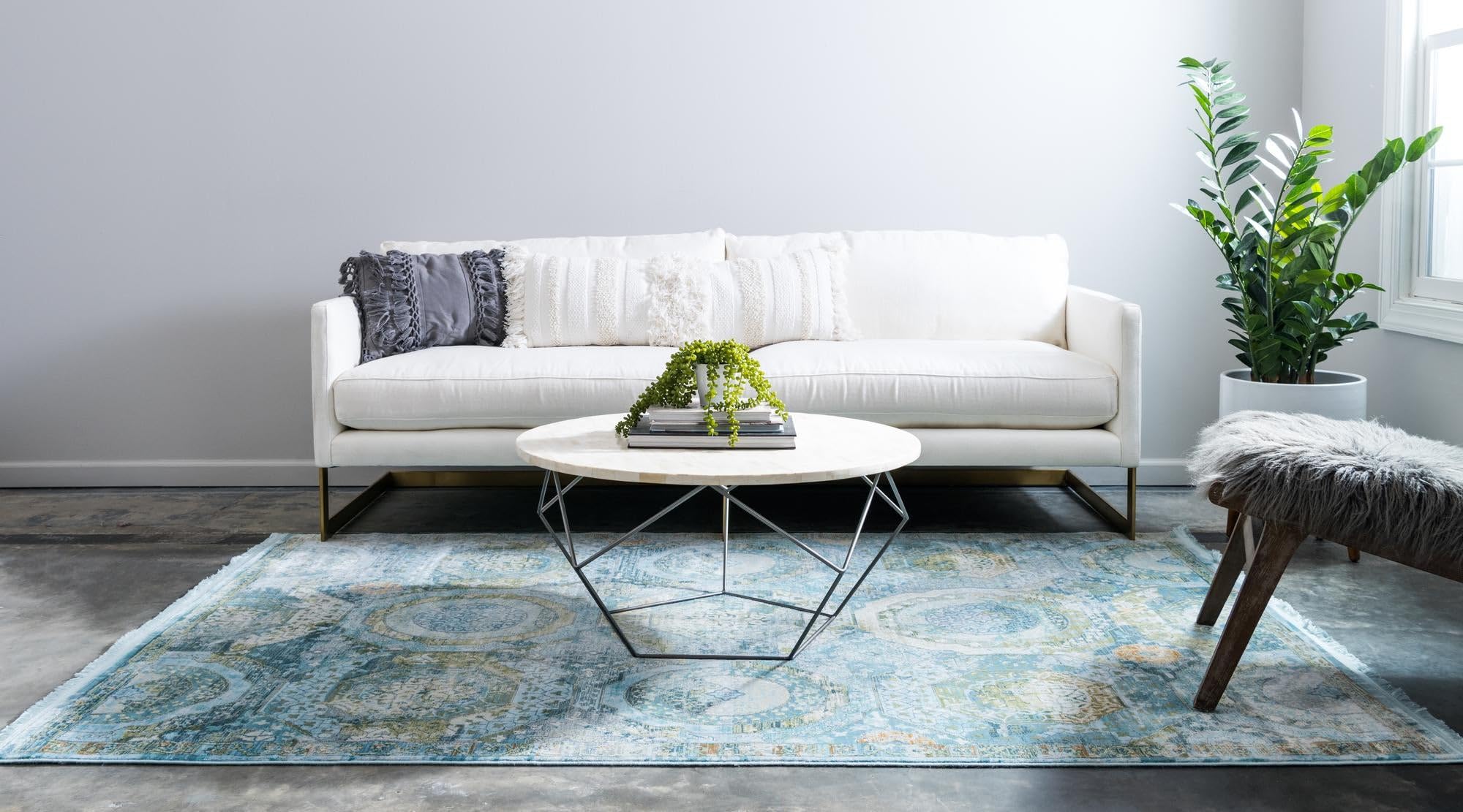 Rugs.com Santiago Collection Rug – 4x6 Light Blue Medium-Pile Rug Perfect for Entryways, Kitchens, Breakfast Nooks, Accent Pieces - Image 3