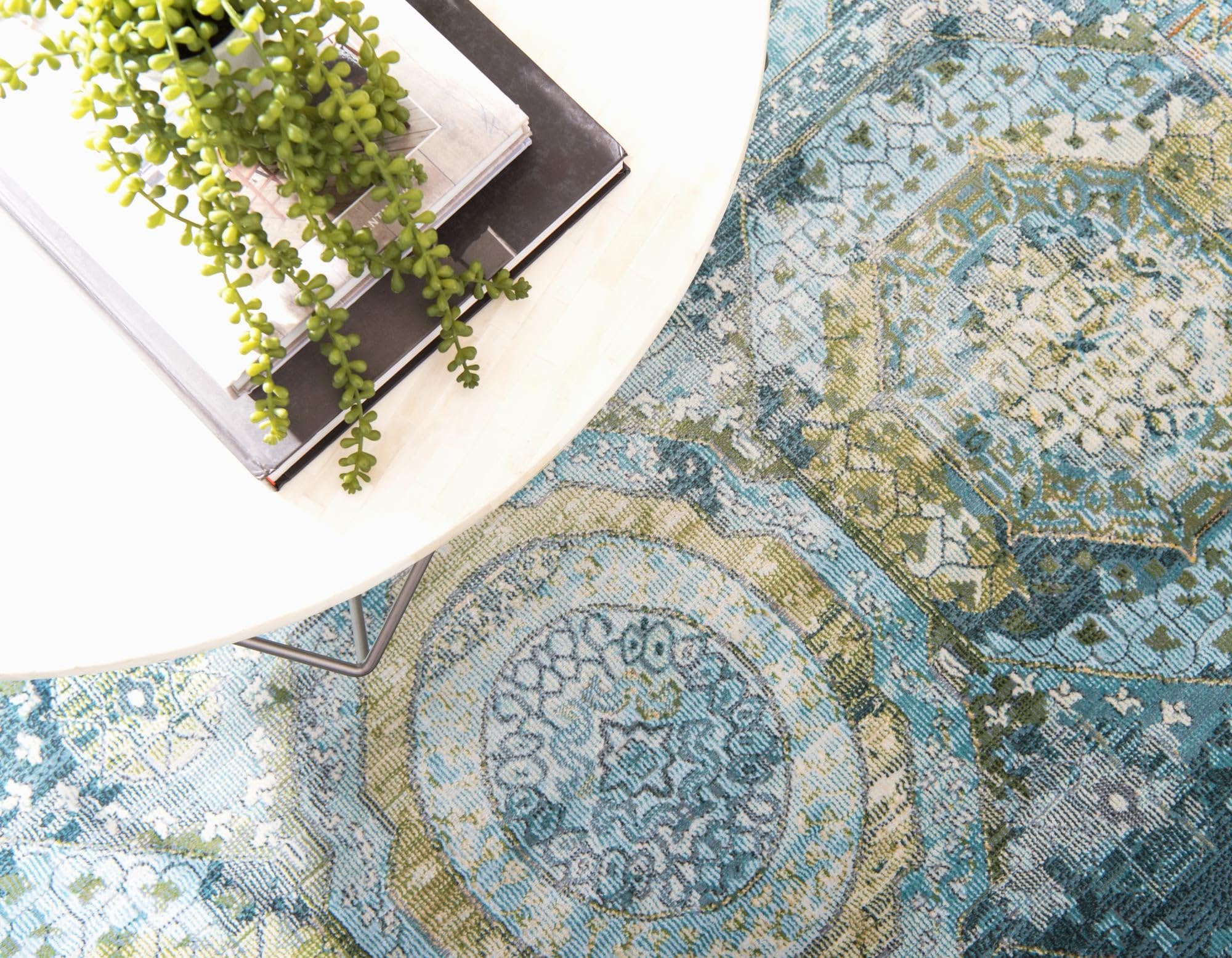 Rugs.com Santiago Collection Rug – 4x6 Light Blue Medium-Pile Rug Perfect for Entryways, Kitchens, Breakfast Nooks, Accent Pieces - Image 4