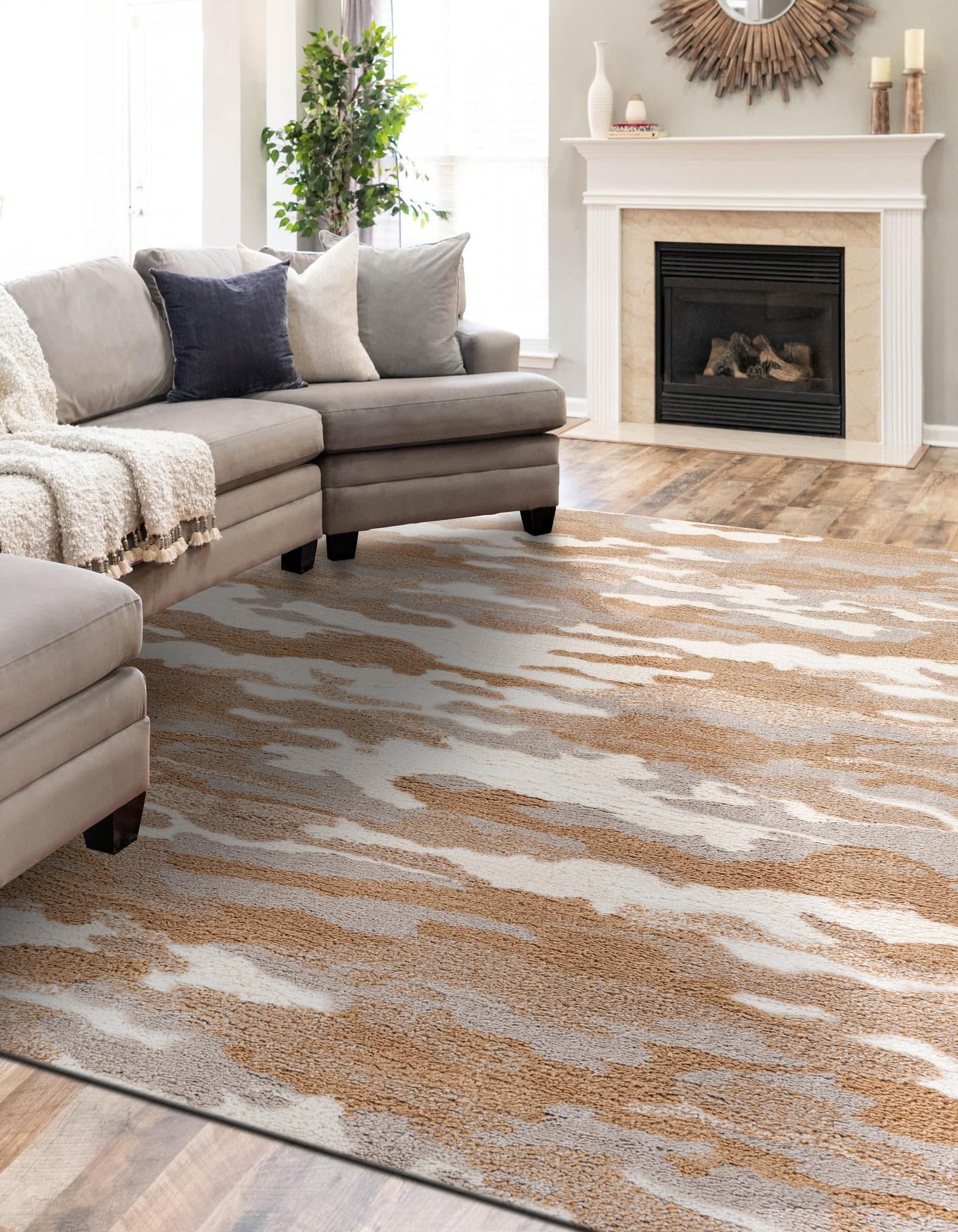 Rugs.com Sepia Collection Rug – 4x6 Caramel and Ivory High-Pile Rug Perfect for Entryways, Kitchens, Breakfast Nooks, Accent Pieces - Image 7