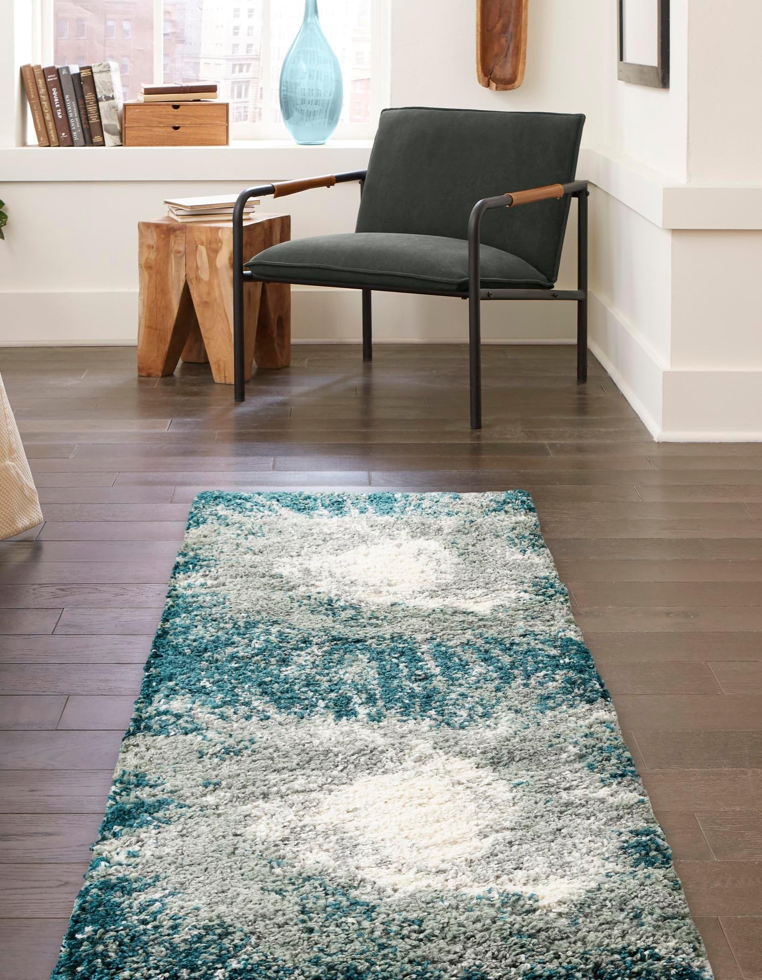 Rugs.com Soft Touch Shag Collection Rug – 10 Ft Runner Teal Shag-Pile Rug Perfect for Hallways, Entryways - Image 5