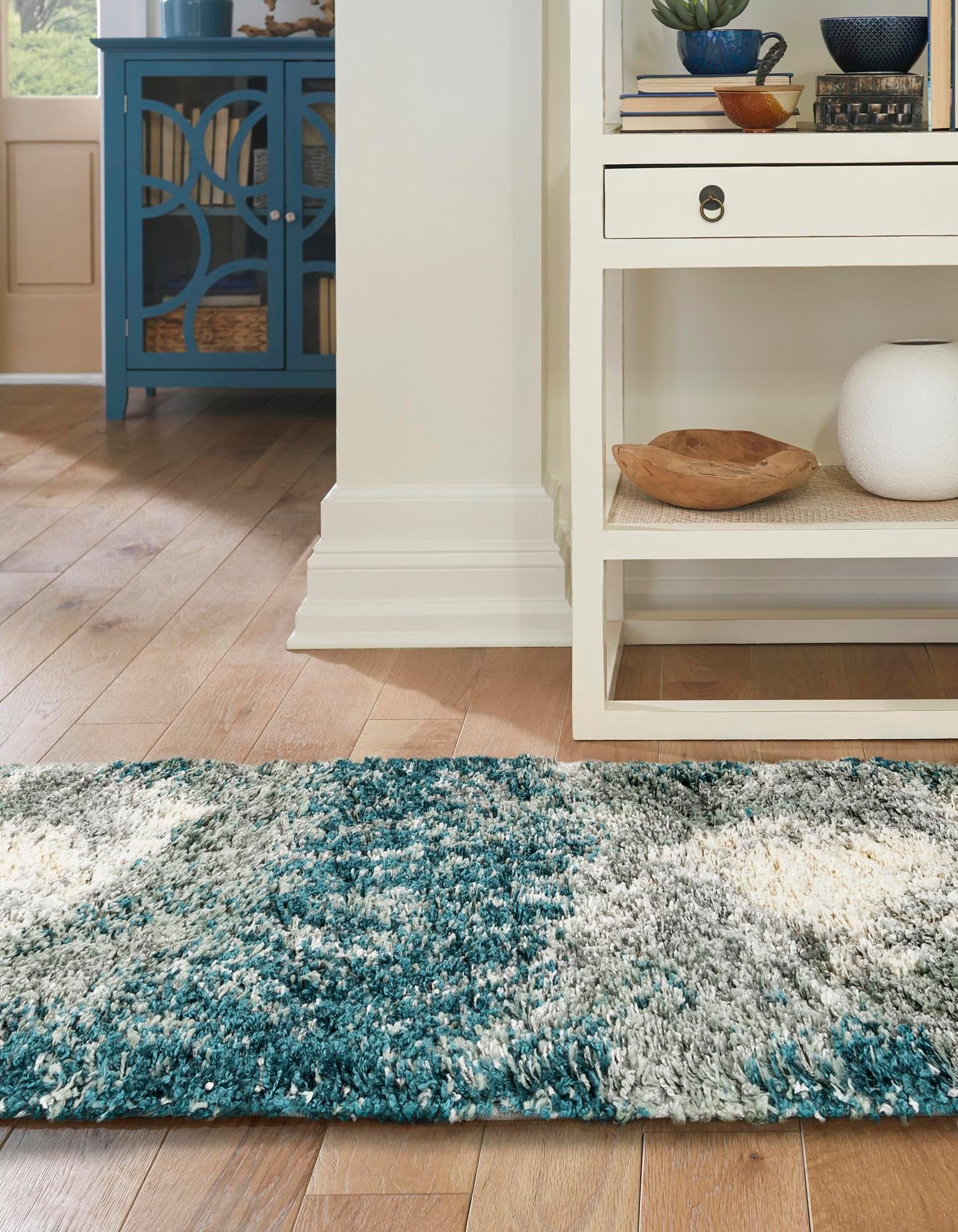 Rugs.com Soft Touch Shag Collection Rug – 10 Ft Runner Teal Shag-Pile Rug Perfect for Hallways, Entryways - Image 6