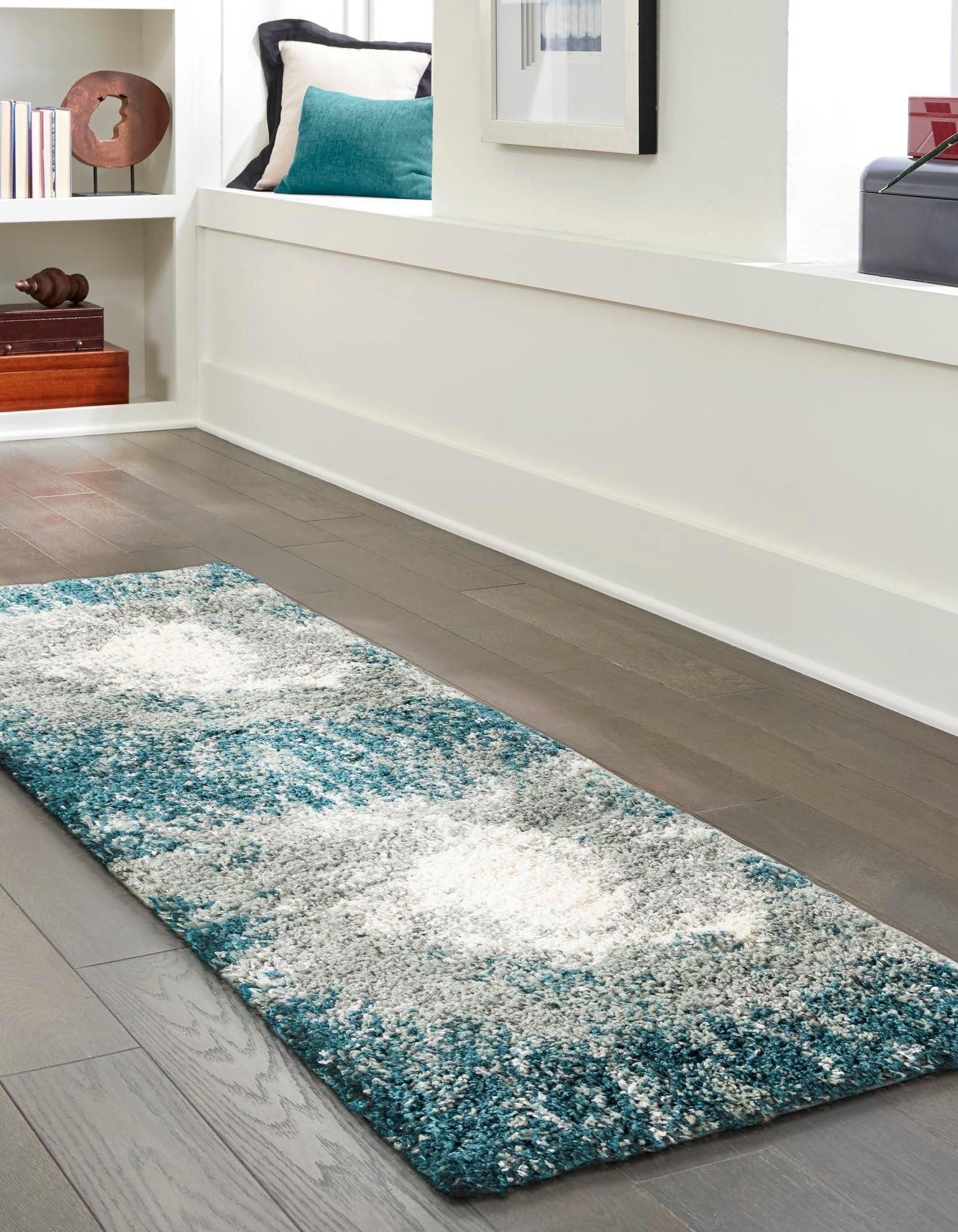 Rugs.com Soft Touch Shag Collection Rug – 10 Ft Runner Teal Shag-Pile Rug Perfect for Hallways, Entryways - Image 7
