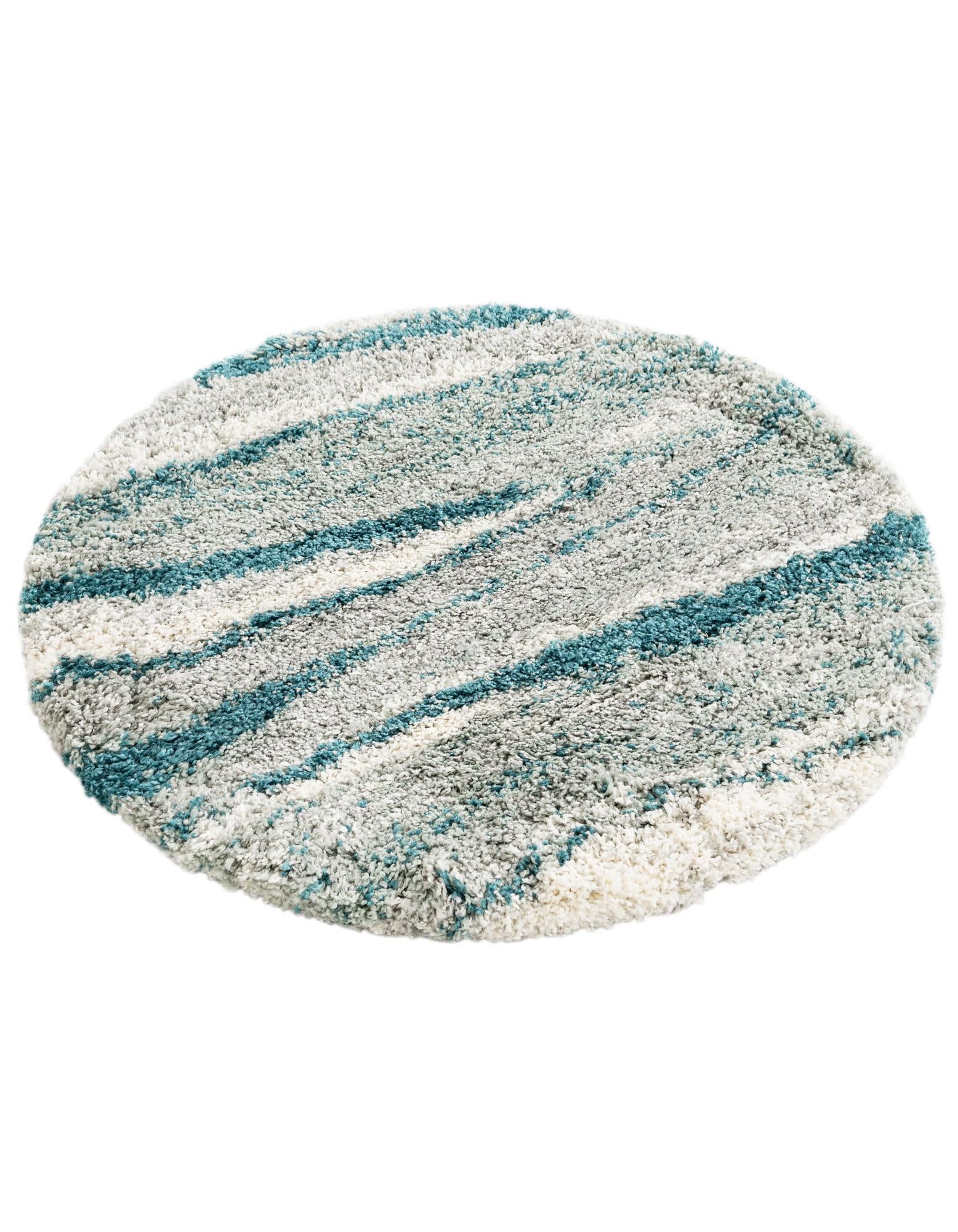 Rugs.com Soft Touch Shag Collection Rug – 3 Ft Round Teal Shag-Pile Rug Perfect for Kitchens, Dining Rooms - Image 3