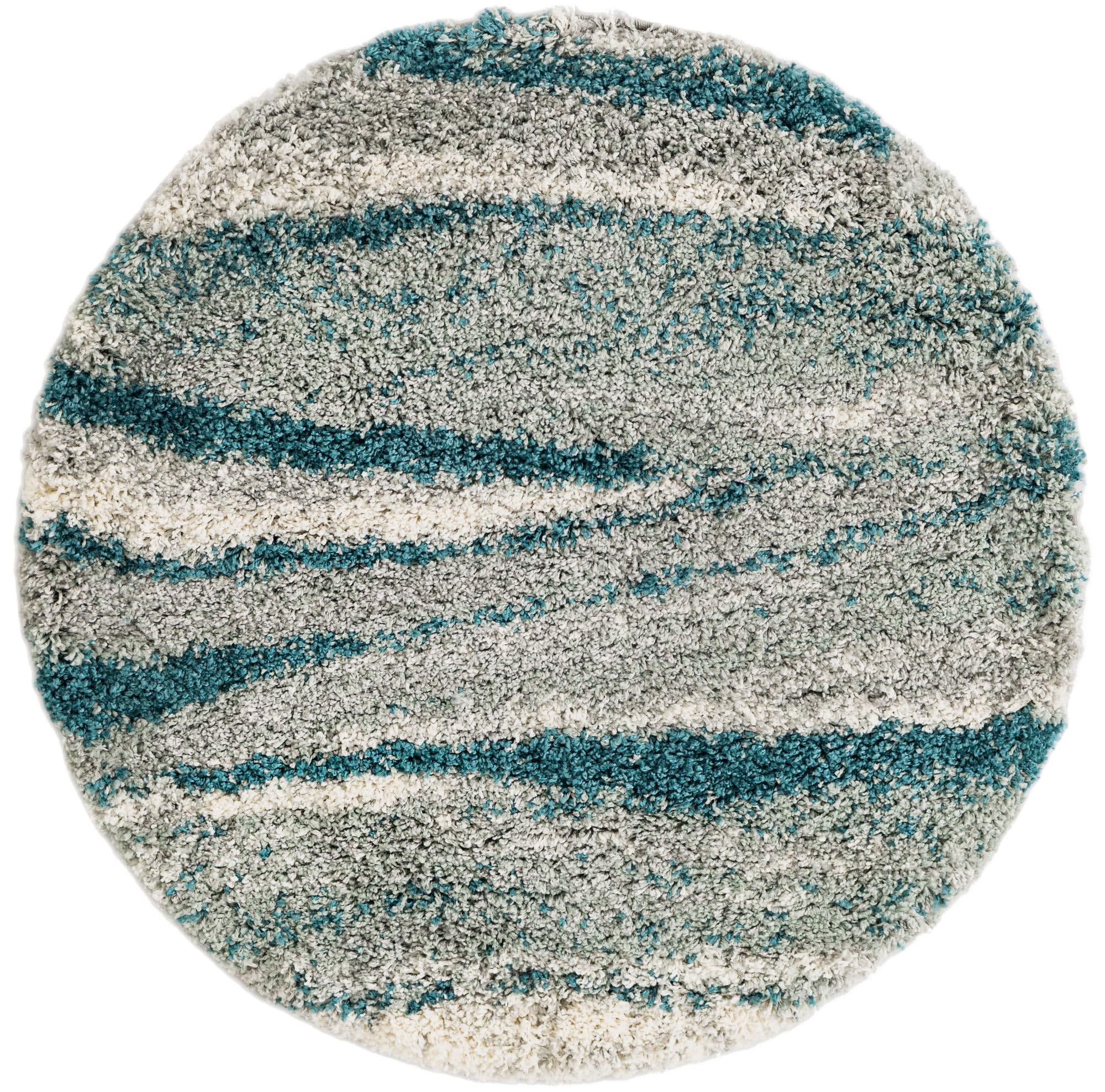 Rugs.com Soft Touch Shag Collection Rug – 3 Ft Round Teal Shag-Pile Rug Perfect for Kitchens, Dining Rooms - Image 4