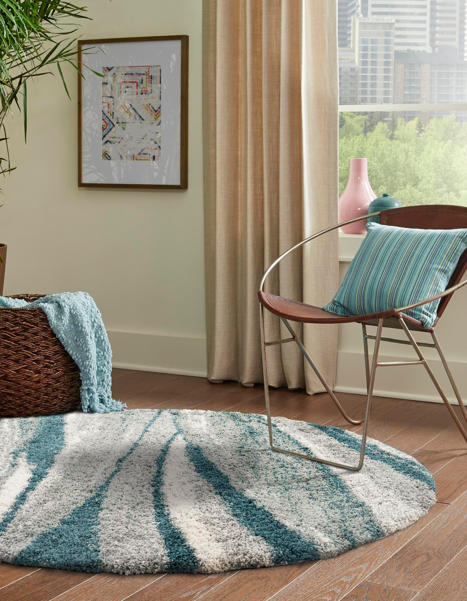 Rugs.com Soft Touch Shag Collection Rug – 3 Ft Round Teal Shag-Pile Rug Perfect for Kitchens, Dining Rooms - Image 8