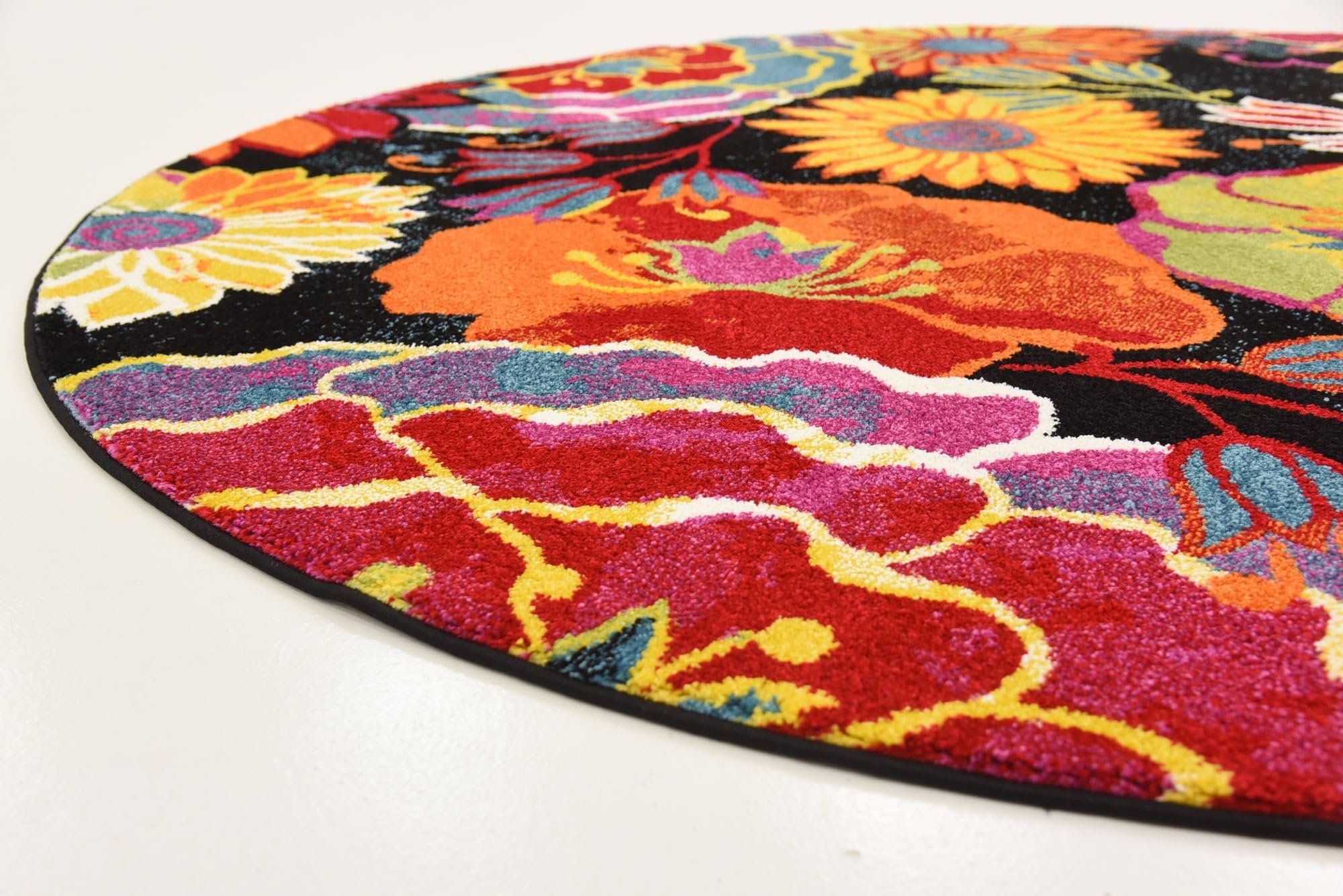 Rugs.com Tuscany Collection Rug – 6 Ft Round Black Medium-Pile Rug Perfect for Kitchens, Dining Rooms - Image 7