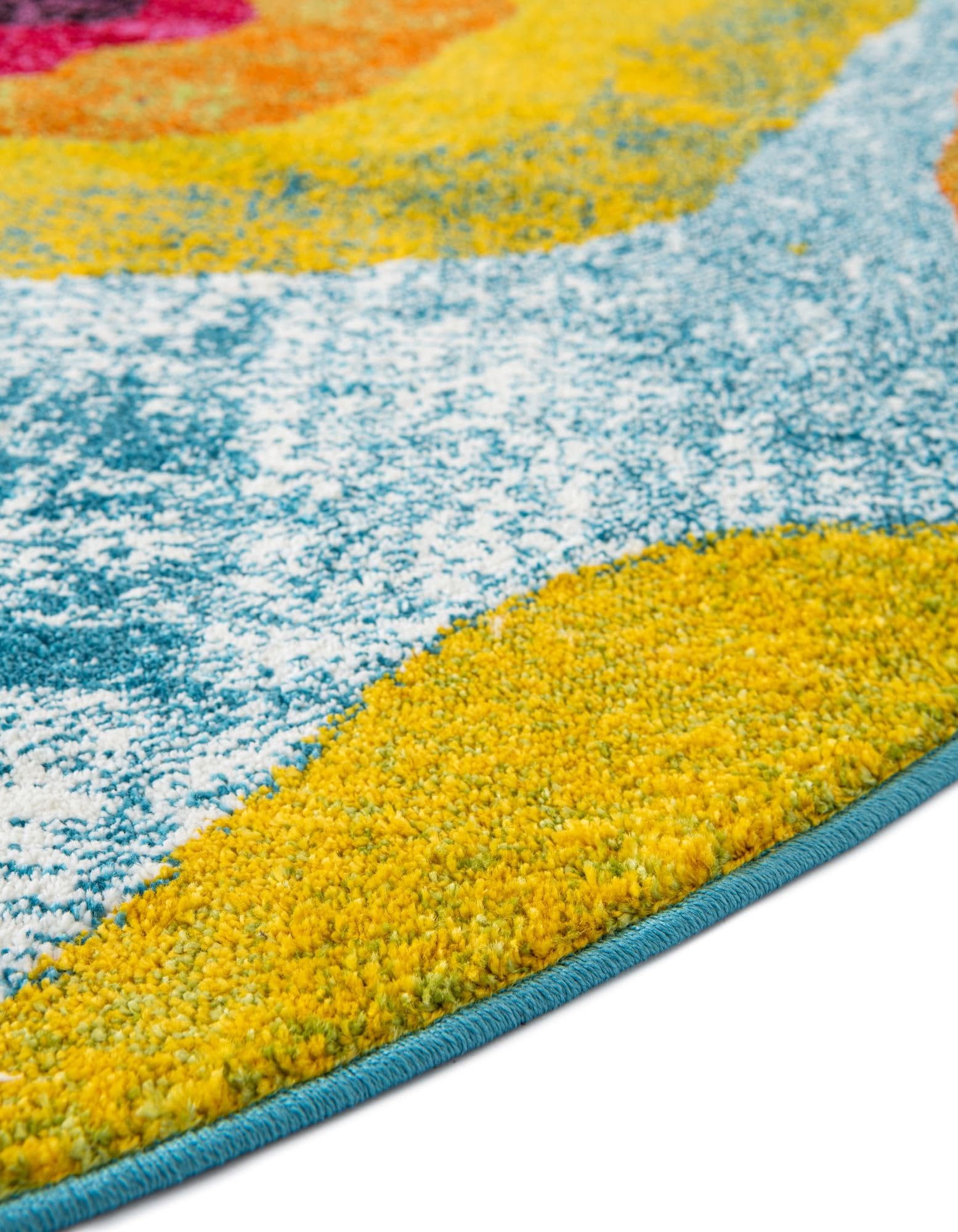 Rugs.com Tuscany Collection Rug – 8 Ft Round Blue Medium-Pile Rug Perfect for Kitchens, Dining Rooms - Image 7