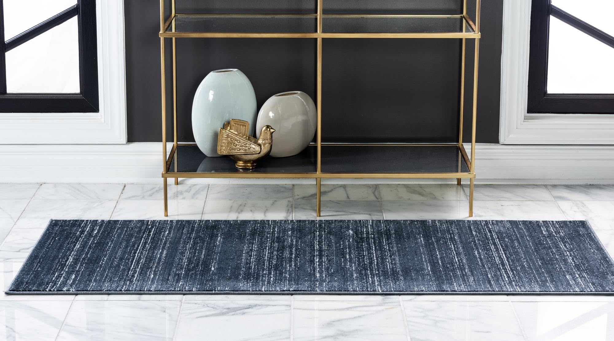 Rugs.com Uptown Collection Rug – 6 Ft Runner Navy Blue Medium-Pile Rug Perfect for Hallways, Entryways - Image 4