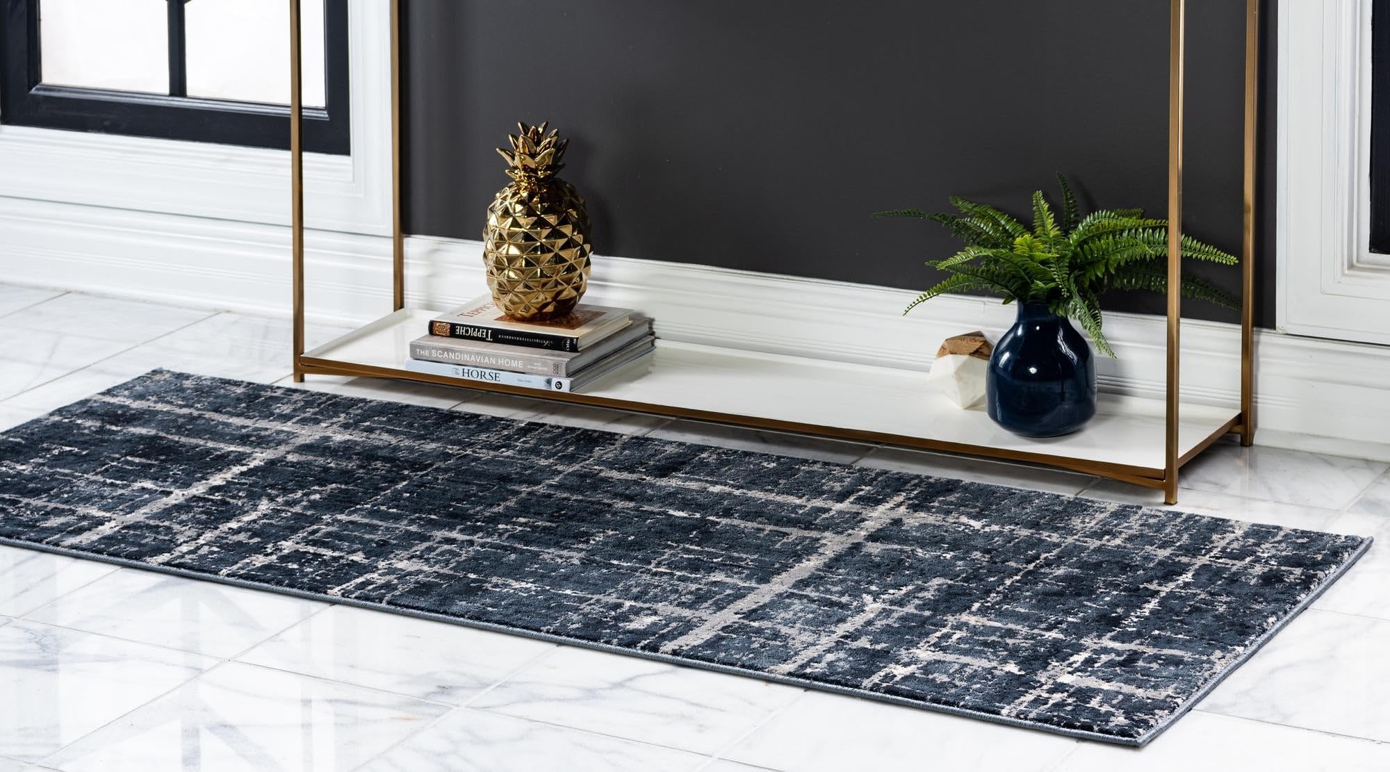 Rugs.com Uptown Collection Rug – 6 Ft Runner Navy Blue Medium-Pile Rug Perfect for Hallways, Entryways - Image 3