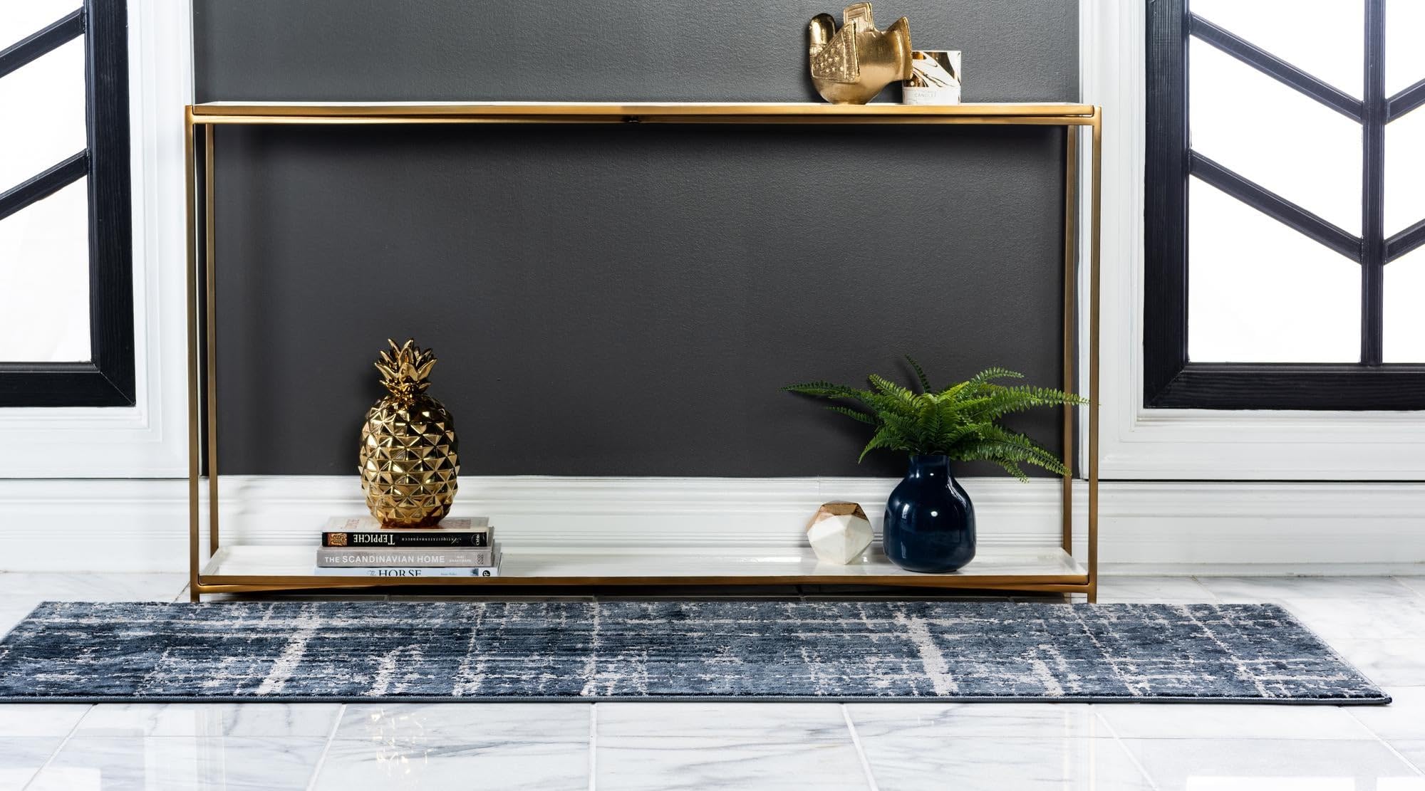 Rugs.com Uptown Collection Rug – 6 Ft Runner Navy Blue Medium-Pile Rug Perfect for Hallways, Entryways - Image 4