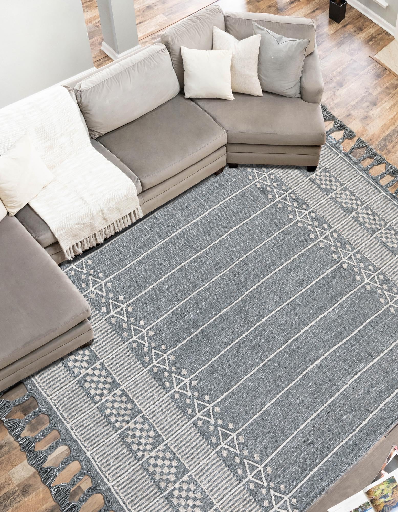 Rugs.com Washable Eco Bohemian Indoor/Outdoor Rug Collection Rug – 10x14 Cool Gray Flatweave-Pile Rug Perfect for Living Rooms, Large Dining Rooms, Open Floorplans - Image 5